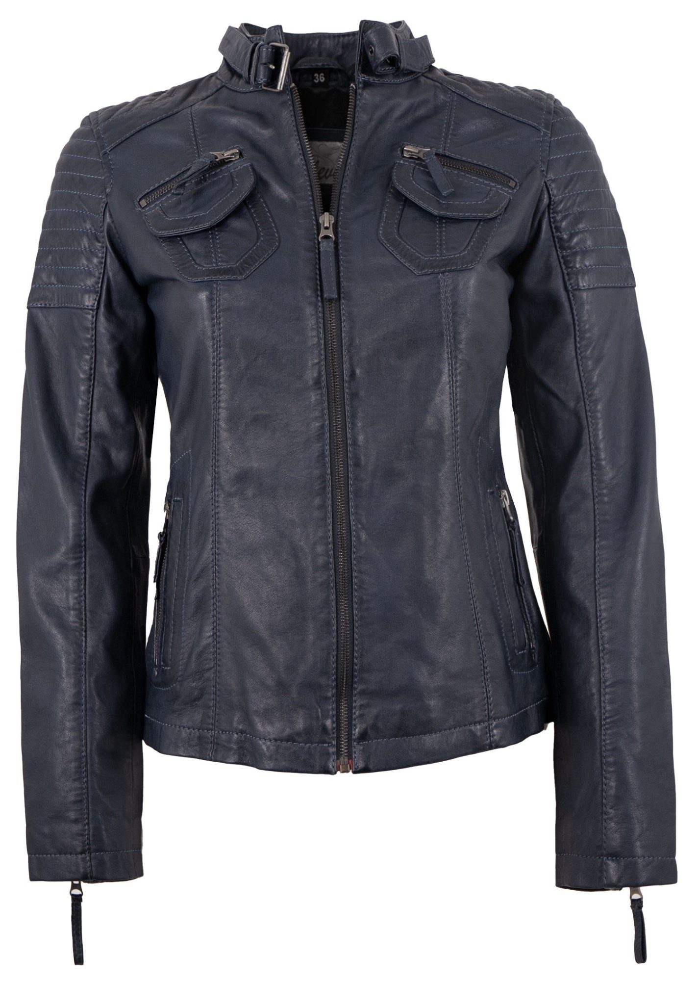 - Damen navy 7eleven Lederjacke Lederjacke Lammnappa Bikerjacke Echtleder 7eleven Ziza/L