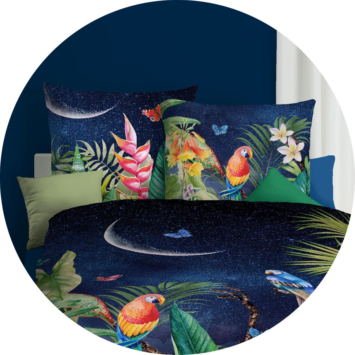 Kaeppel Bettwäsche Kaeppel Mako Satin Digitaldruck Bettwäsche 2 tlg. Tropical Galaxy, Satin, 2 teilig, hochwertige Digitaldruckbettwäsche mit farbenfrohem Dschungelmotiv