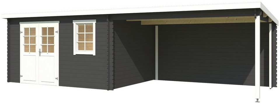 LASITA MAJA Gartenhaus Reno, Carbongrau, BxT: 780x314 cm, (Set), mit Anbau