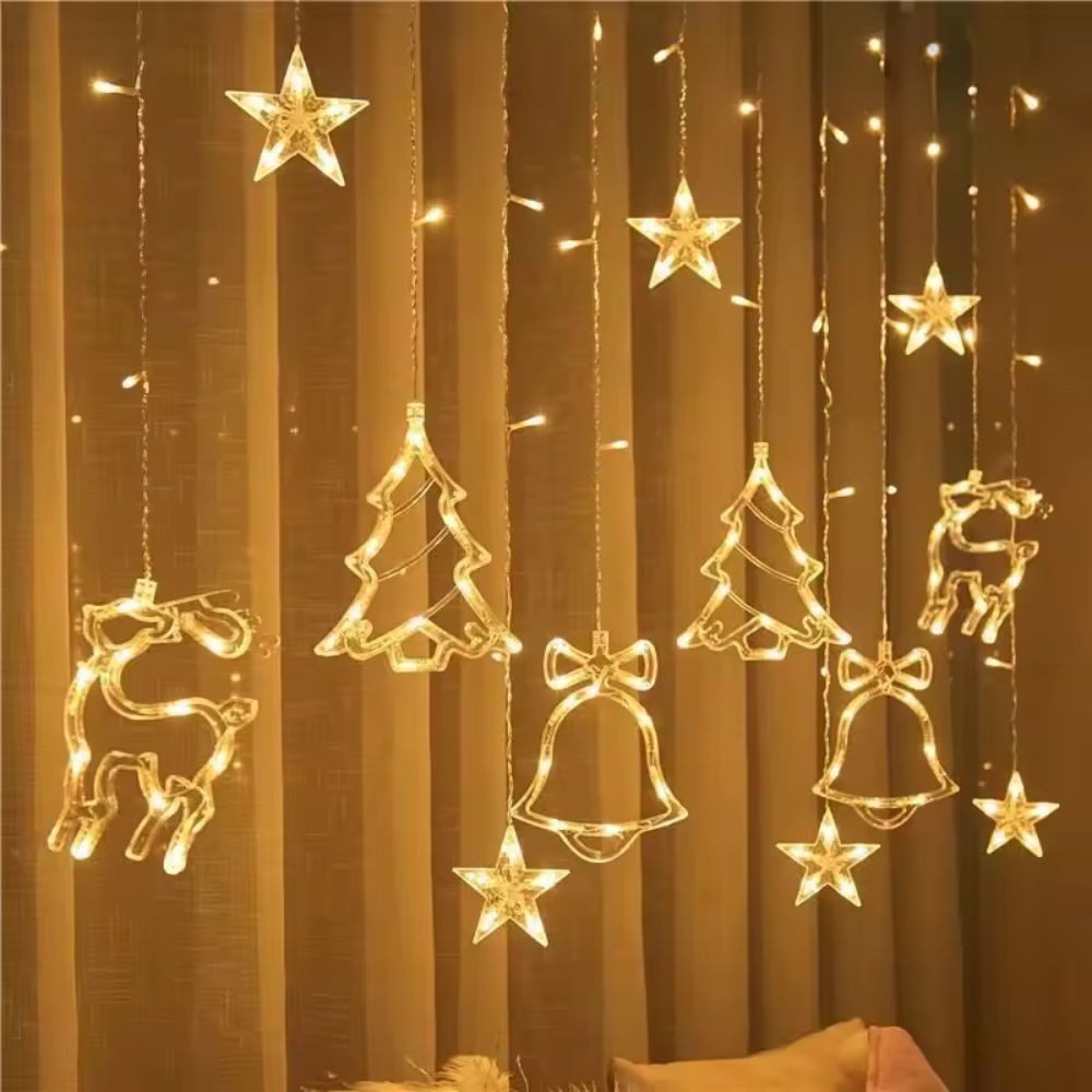 Montegoni Lichterkette Schneefloken Lichtvorhang 2,3m 8 Modi und EU-Stecker für Innenräume, 8 Programme, wasserabweisende Elemente, EU-Stecker – Bild 3 von 4