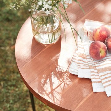 Tikamoon Garten-Essgruppe Key Wood Garten-Loungetisch aus massivem Akazienholz