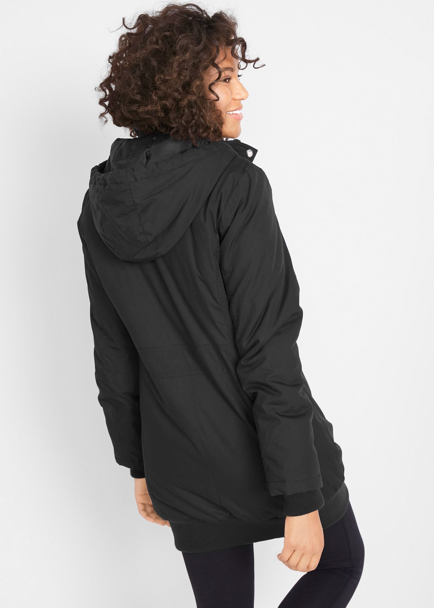 bonprix Langjacke aus Baumwolle, Slim fit, mit Kapuze, mit Reißverschlusstaschen