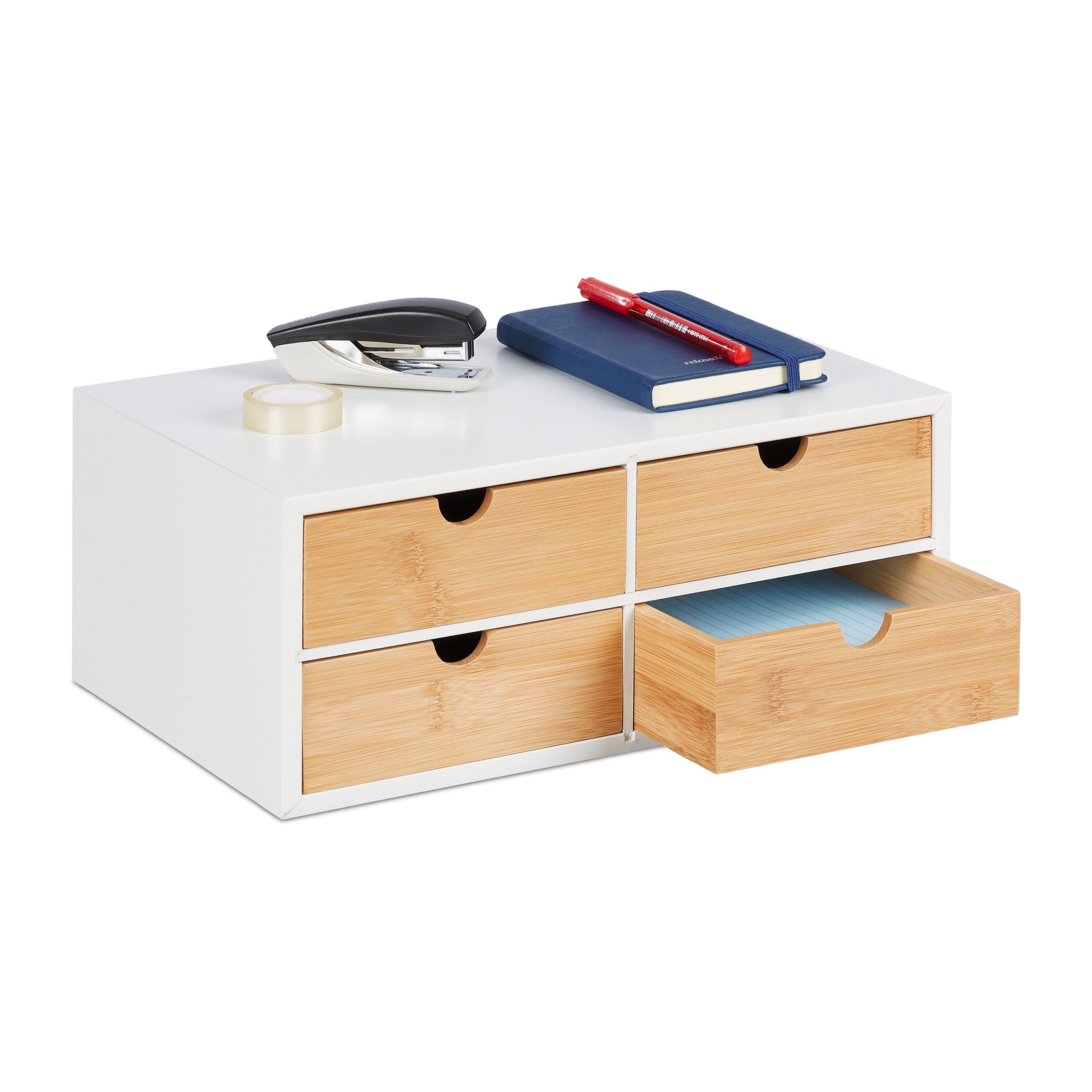 relaxdays Organizer Schreibtisch Organizer 4 Schubladen