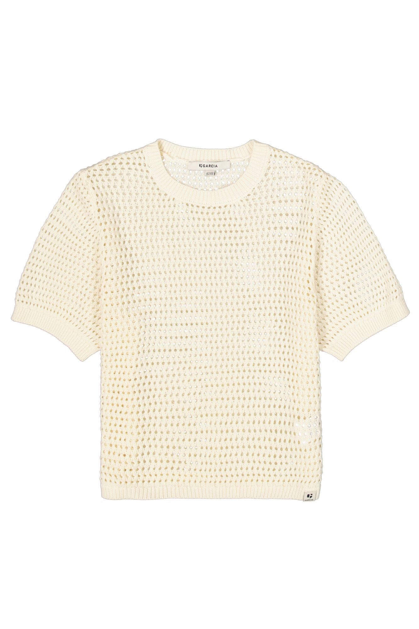 Garcia Kurzarmshirt Lochmuster Kurzarm Strick Sommerpullover