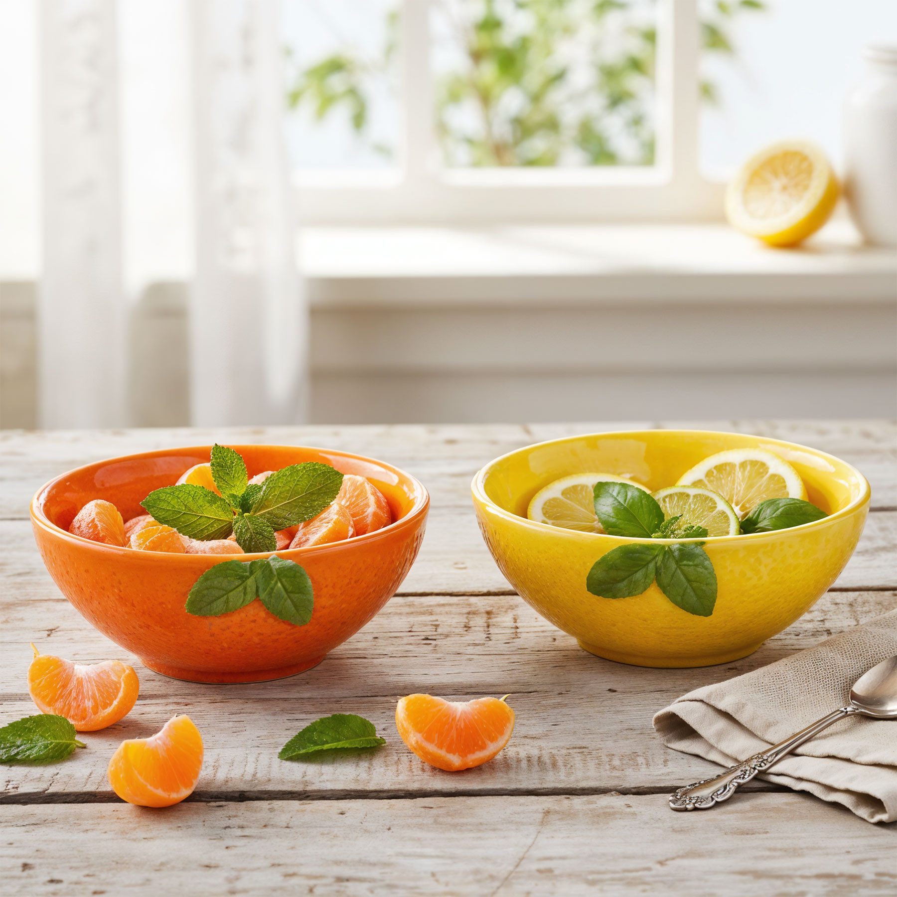 Levandeo® Dipschale 2er Set Dip Schalen Ø11cm 150ml Zitrone Orange Keramik Schüssel Snack, (Set)