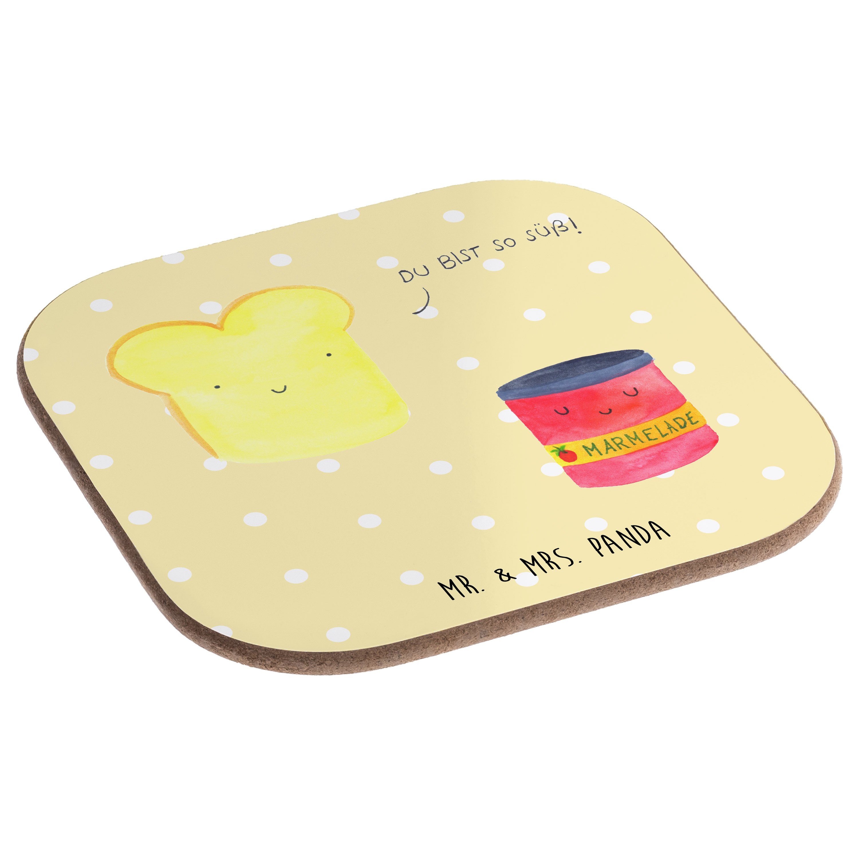 Gute Pastell Laune, - Mrs. & Mr. Toast Geschenk, 1-tlg. - süß, Gelb & Getränkeuntersetzer lustige, Marmelade Panda