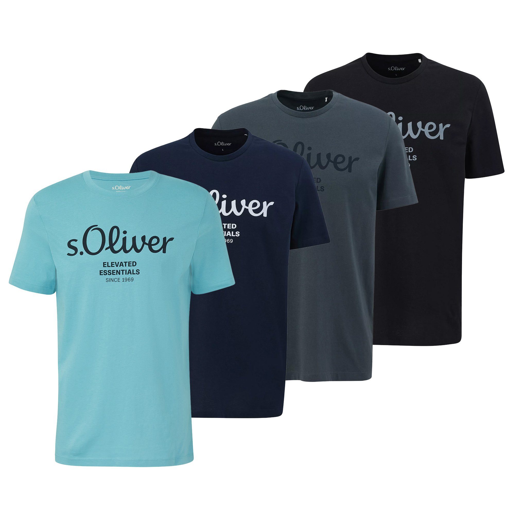 s.Oliver T-Shirt Herren T-Shirt 4er Pack Baumwolle Logo T-Shirt (Packung, 4 günstig online kaufen