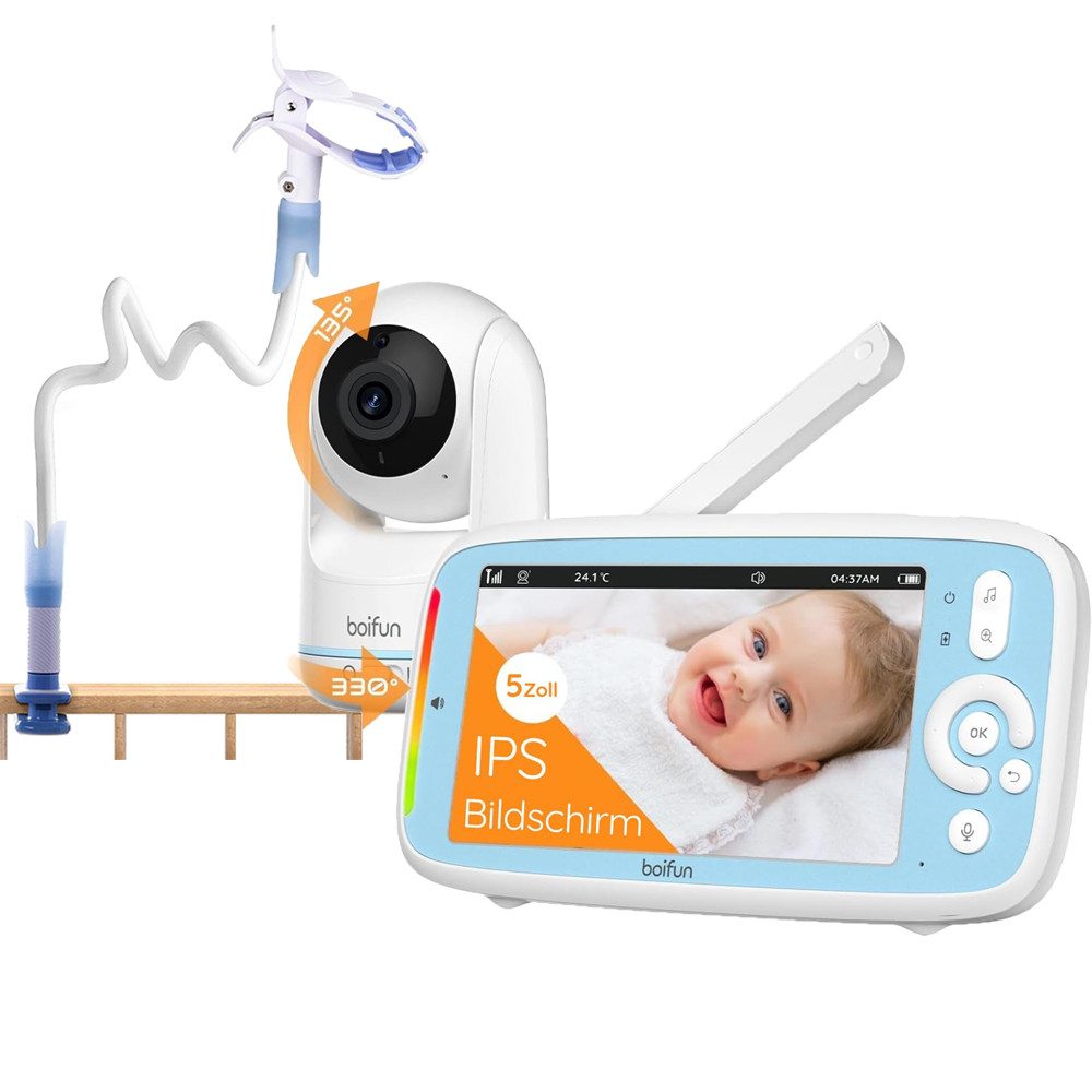 Babyphone Babyphone mit Kamera App 5 Zoll IPS Bildschirm Babyfon mit Halterung