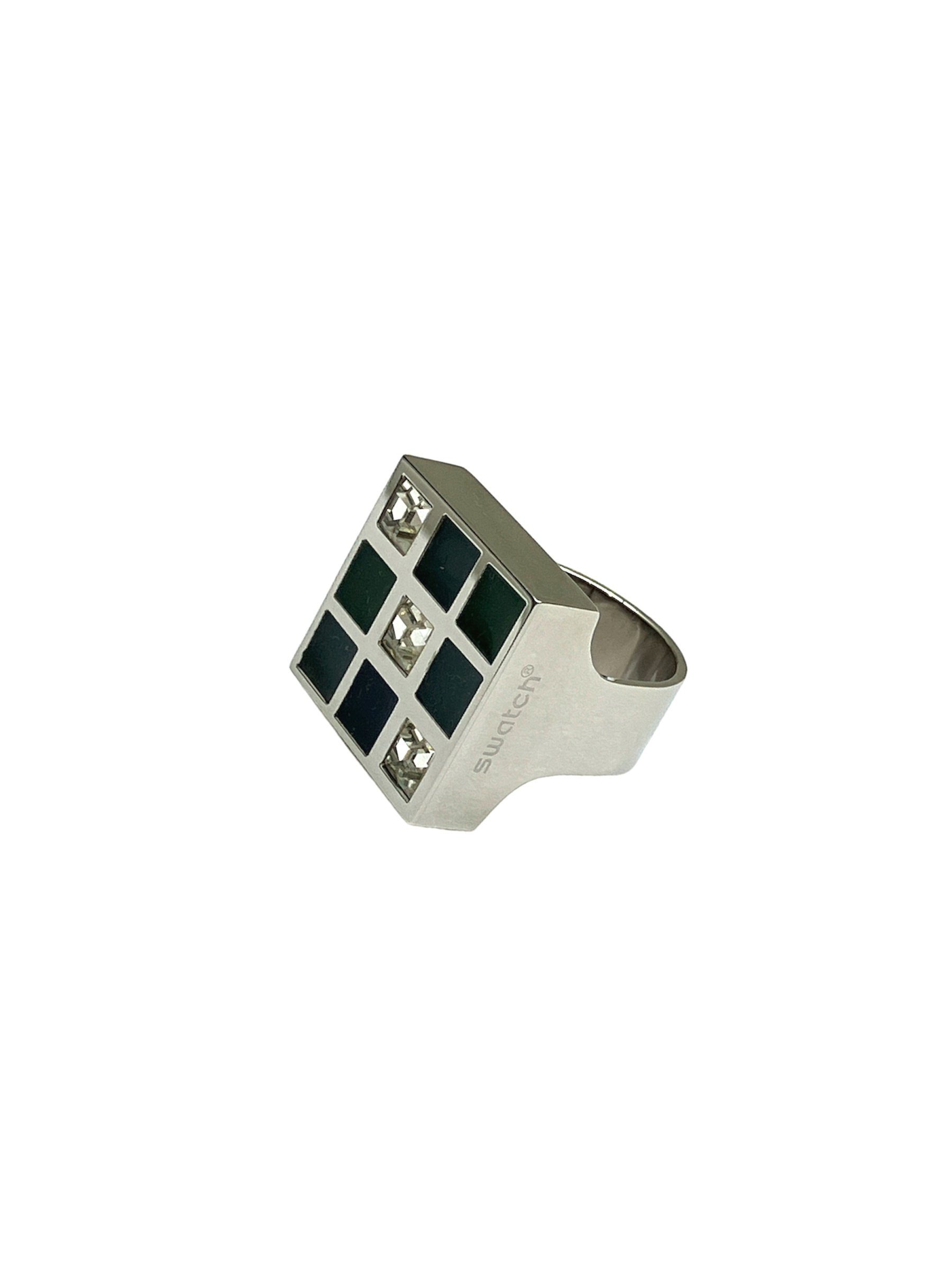 Swatch Bijoux Fingerring JRS0007-5, Pastellfarbenes Cube Design im Gittermuster