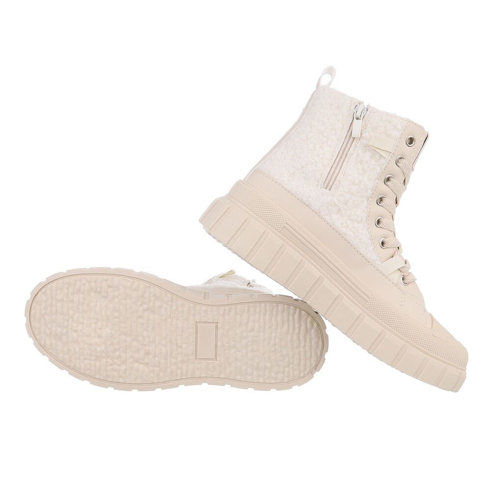 Keilabsatz/Wedge High-Top High Beige Ital-Design Freizeit Sneakers Sneakerboots Damen in