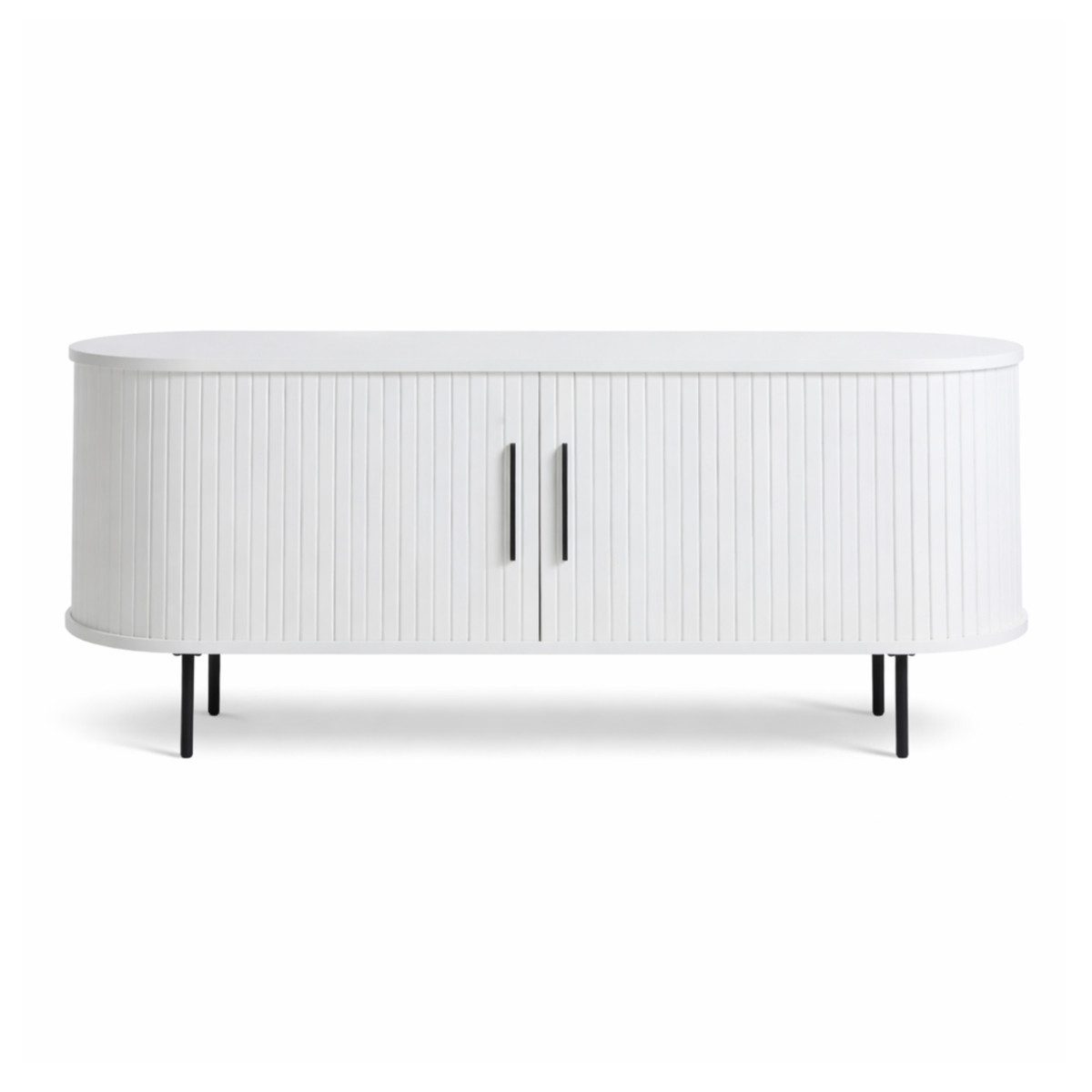 Liadomo Lowboard Uriel, TV-Möbel, TV-Board, TV-Unterschrank, 120 oder 180 cm Breite, Schiebetüren, Lamellen, schwarz, weiß, Natur, braun