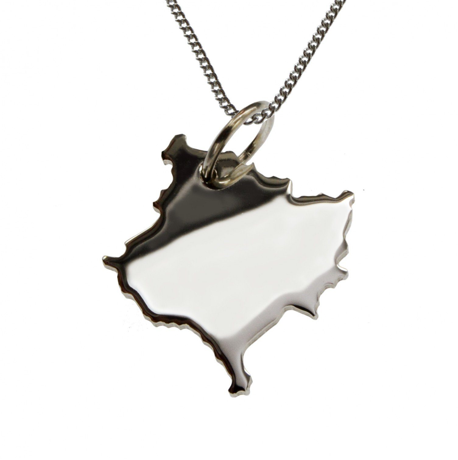Kette mit Anhänger 50cm Halskette + Kosovo Anhänger in massiv 925 Silber