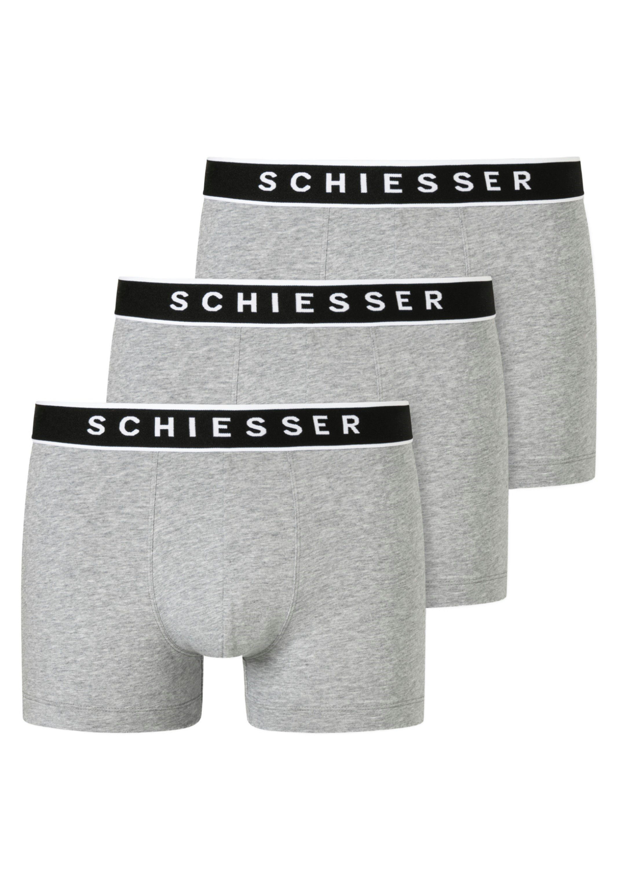 Schiesser Retro Boxer 3er Pack - 95/5 - Organic Cotton (Spar-Set, 3-St) Retro Short / Pant - Baumwolle - Ohne Eingriff - Grau-Melange