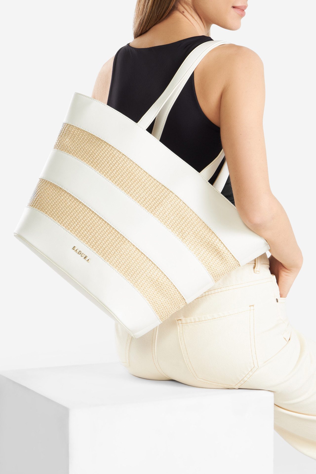 Badura Handtasche Badura Große Shopper Tasche NOVA-01 weiß