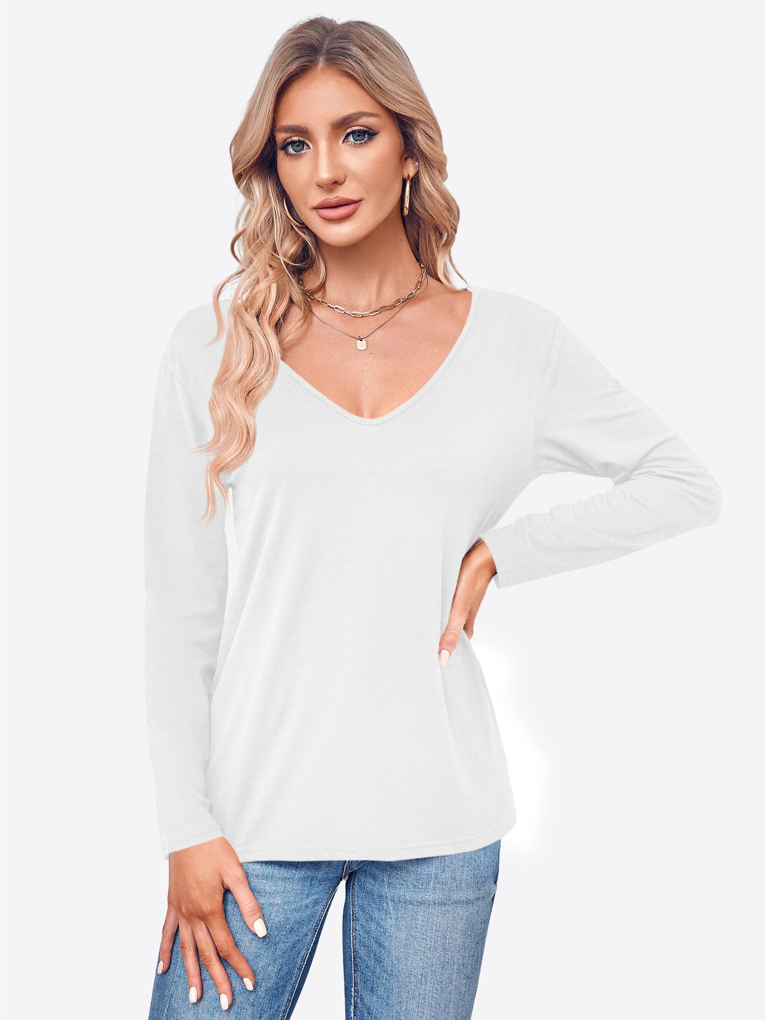 Imily Bela T-Shirt Damen Langarmshirt Tops günstig online kaufen