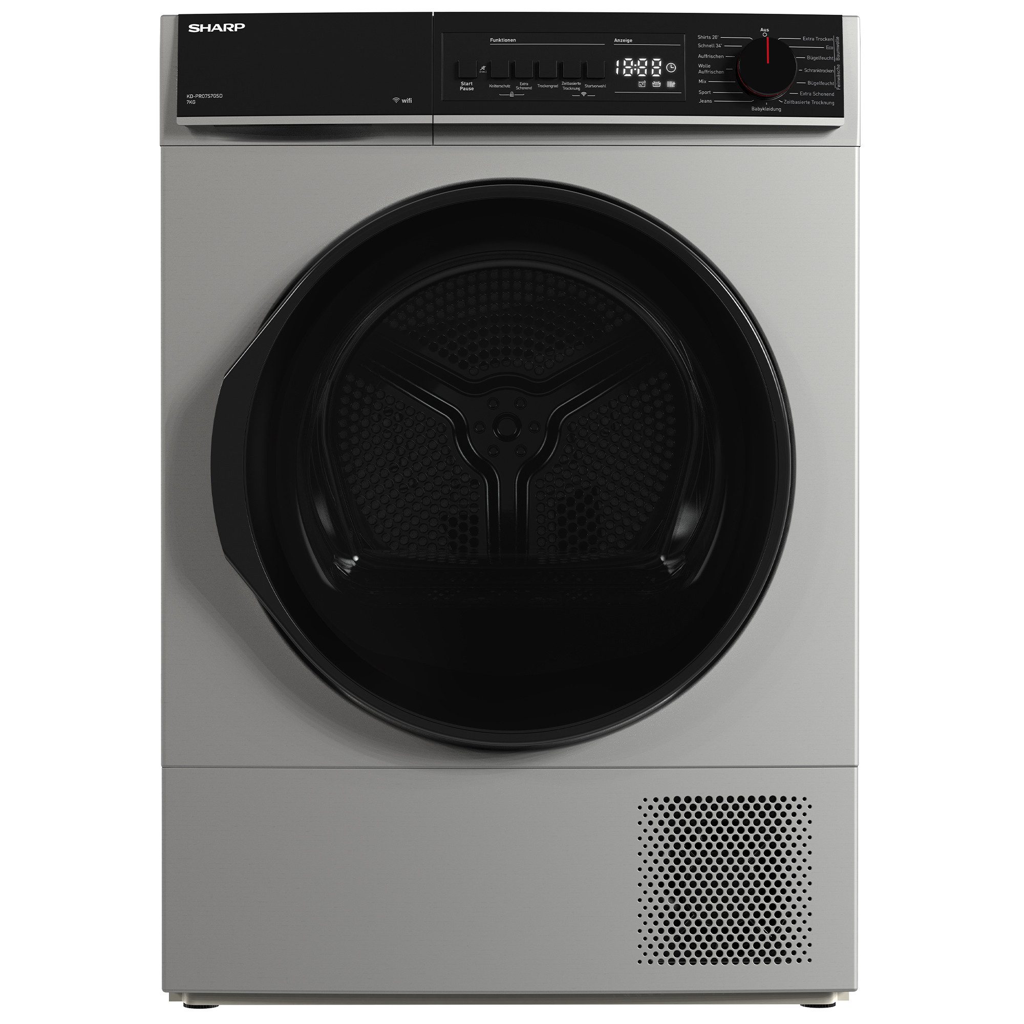 Sharp Wärmepumpentrockner KD-PRO7S7GSD-DE, WiFi, Trommel-Innenbeleuchtung, Zwei-Wege-Schleudern, BubbleDrum