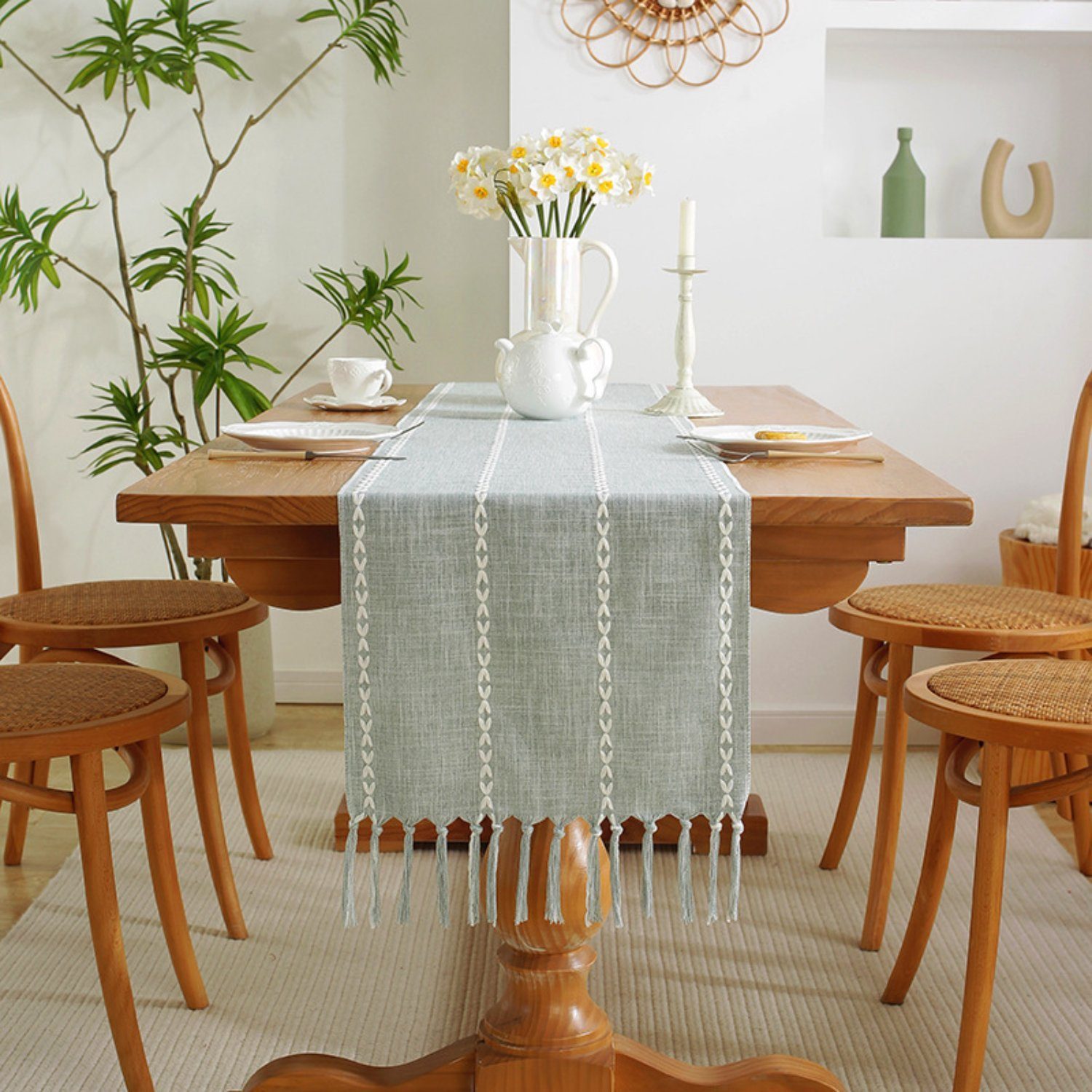 BYSURE Tischläufer, Rustikaler Tischdekoration mit Quasten günstig online kaufen