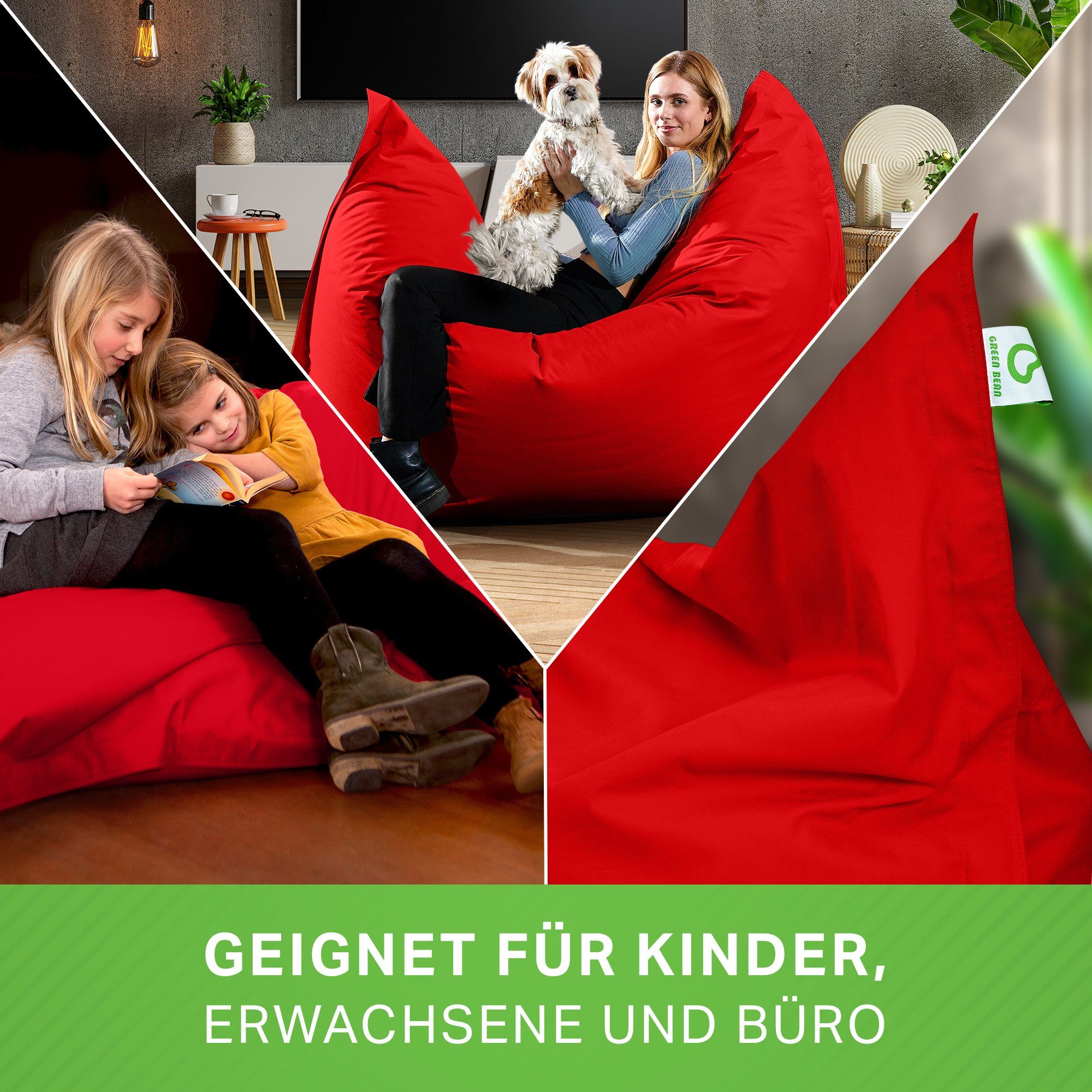 Green Bean Sitzsack Square & Groß Füllung Kinder Sitzkissen Liter, Erwachsene (Indoor Rot Liegekissen Bean Bean Riesensitzsack Perlen 380 140x180cm Bag EPS Bag), XXL