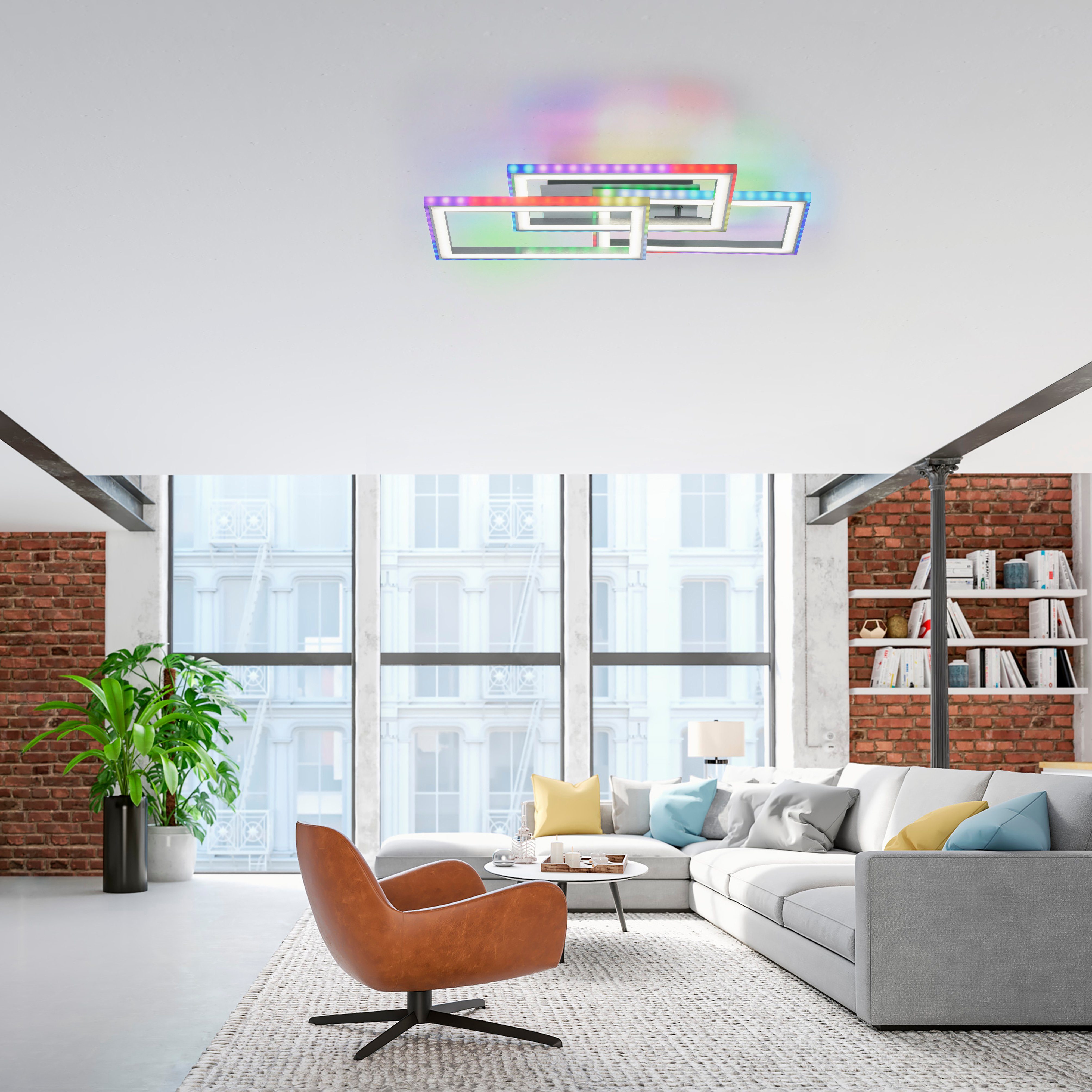 über kaltweiß, RGB-Rainbow, Deckenleuchte - dimmbar inkl., - LED integriert, warmweiß LED, Direkt FELIX60, Infrarot CCT Leuchten Fernbedienung, fest