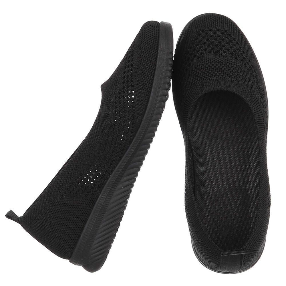 Ital-Design Leichter Freizeitschuh mit atmungsaktivem Obermaterial Slipper (91512048) Keilabsatz/Wedge Mokassins in Schwarz