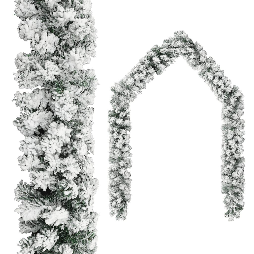 vidaXL Girlanden Weihnachtsgirlande mit Schnee Grün 5 m PVC