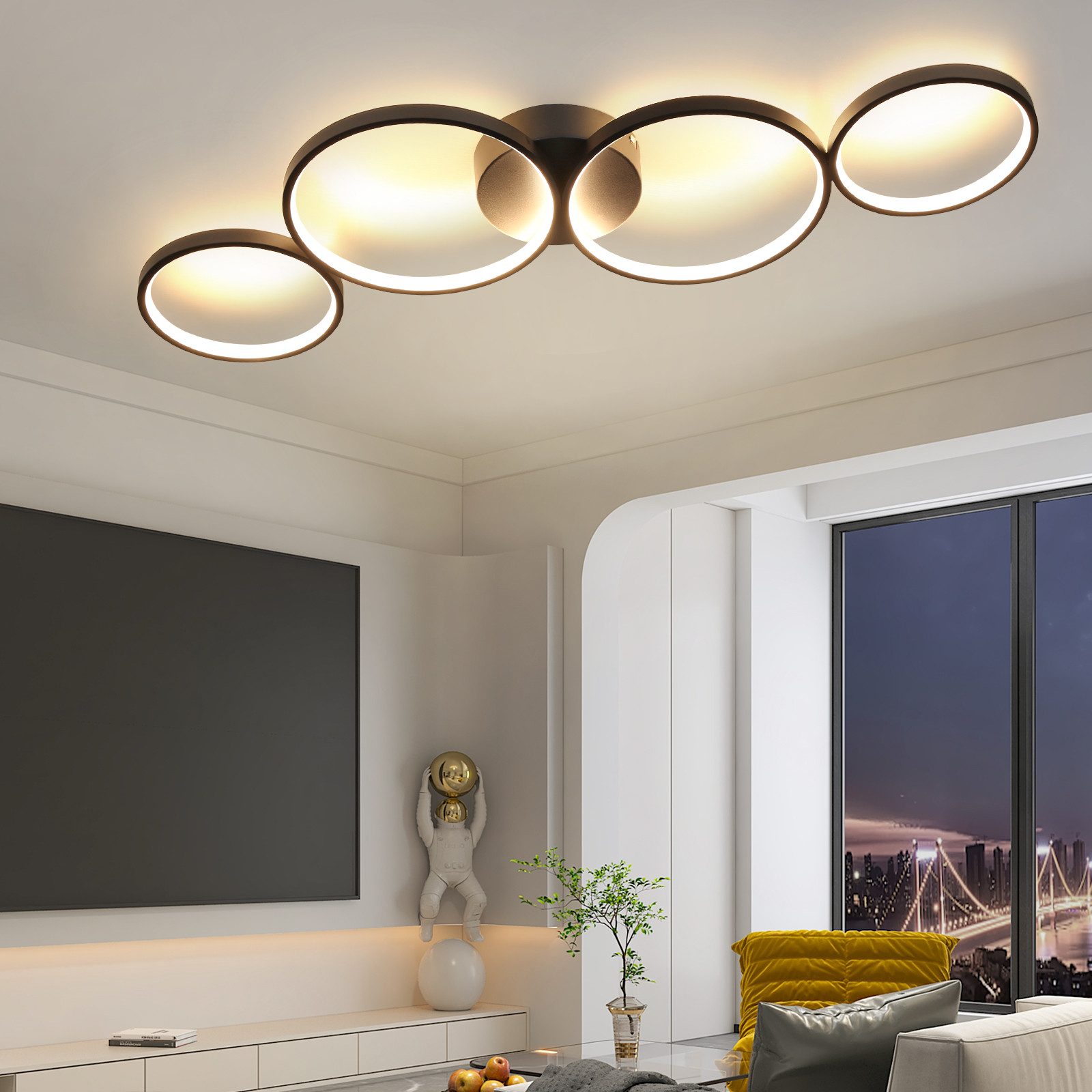 Nettlife LED Deckenleuchte Schwarz Modern Wohnzimmer günstig online kaufen