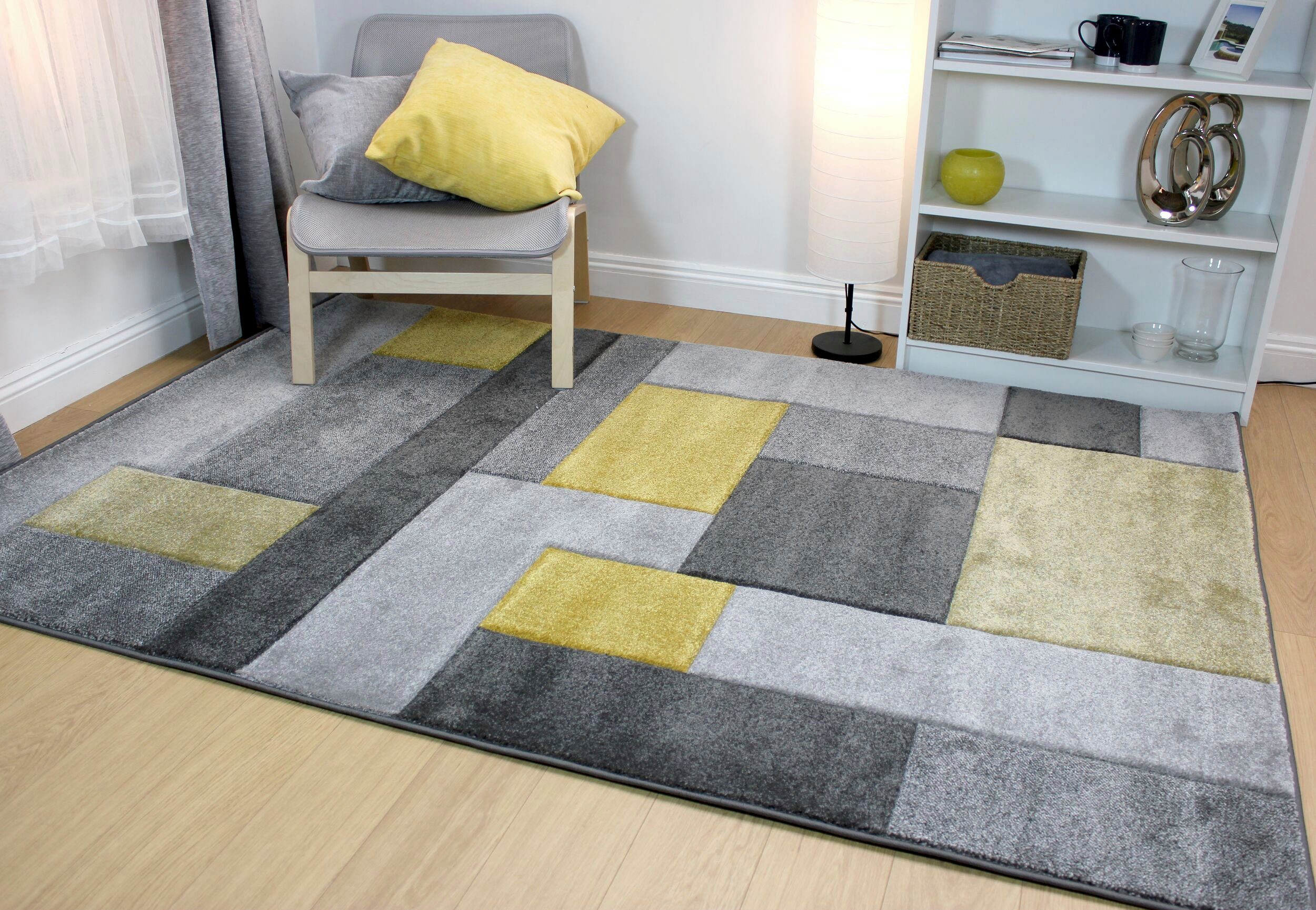 Teppich Cosmos, FLAIR Höhe: Patchwork mm, Ocker mehrfarbig, Hoch-Tief-Effekt RUGS, mit 12 rechteckig, Design