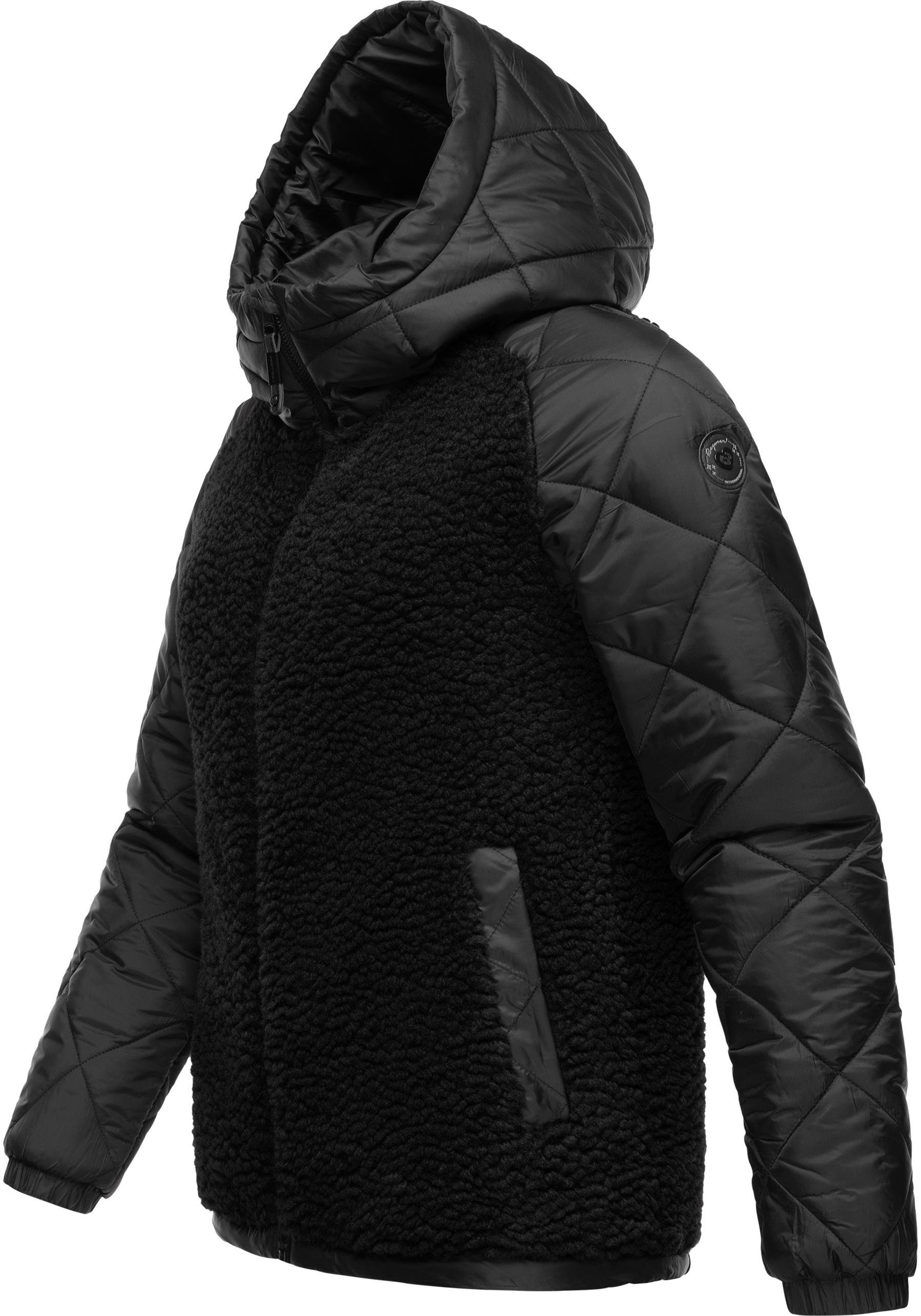 Ragwear Outdoorjacke Leeloo Damen Übergangsjacke aus Teddyfleece mit gesteppten Ärmeln