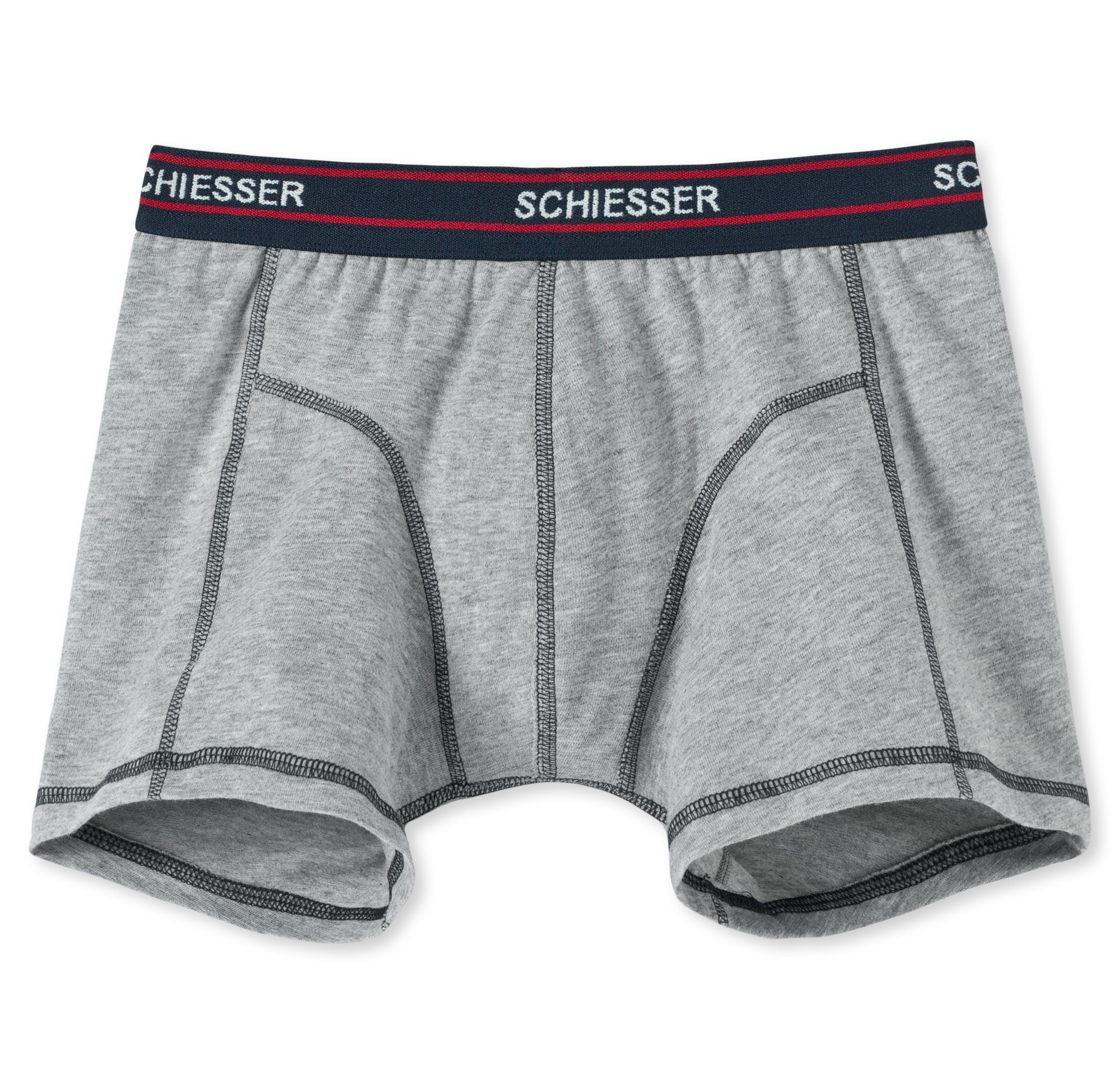 Schiesser Boxershorts (Set, 2-St., Set) Jungen Shorts Unterhosen 2er Pack Jungen Hip-Shorts Retro grau-mel.