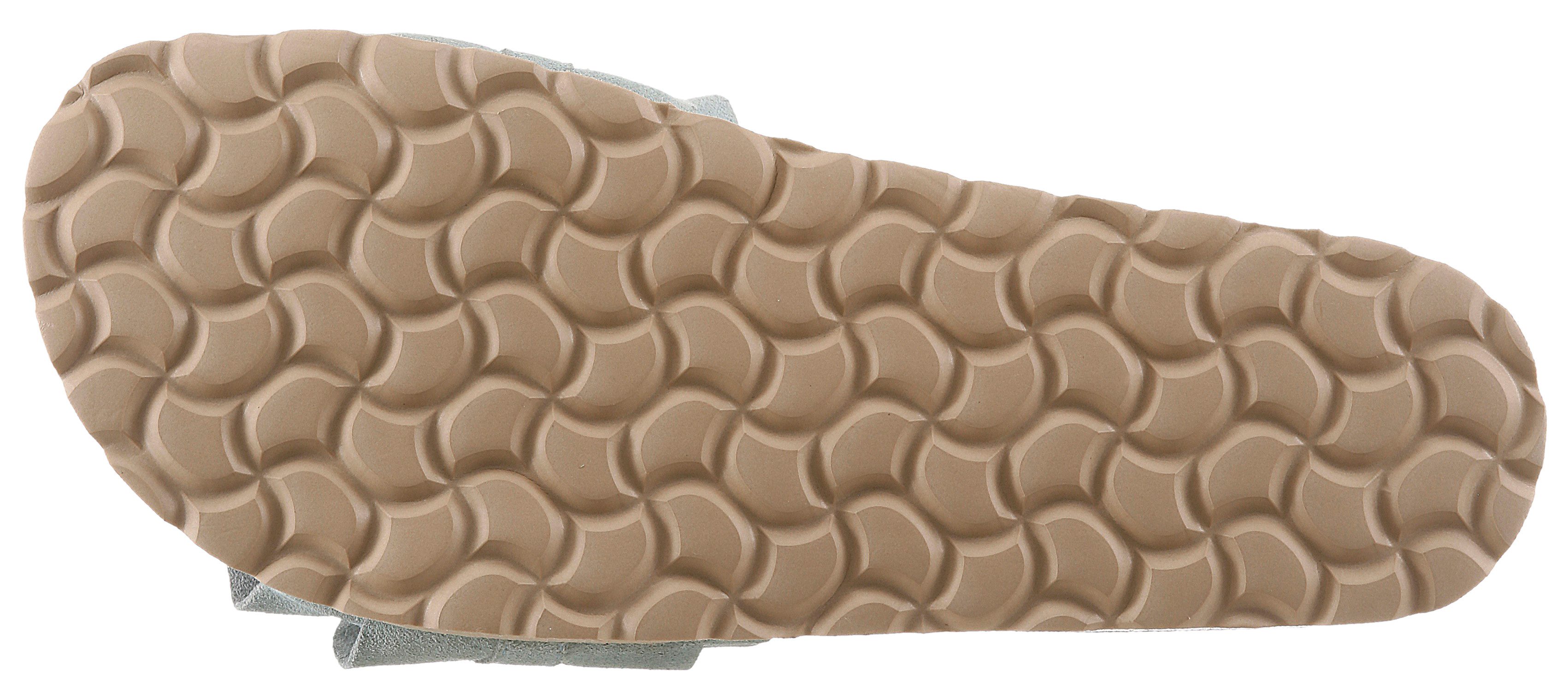 VERBENAS Rocio Roda Pantolette Sommerschuh, Flat mit geschwungenen Laschenstoff