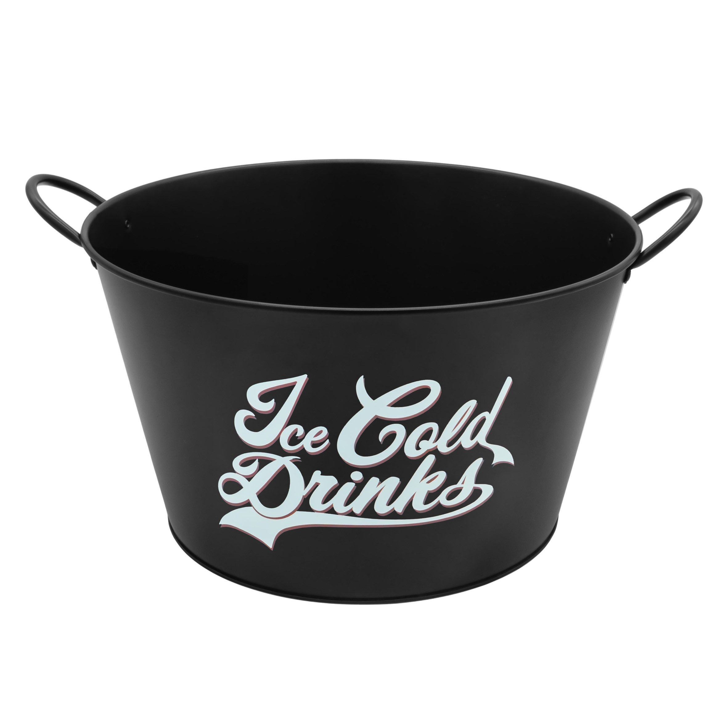 Spetebo Eiseimer Vintage Metall Getränkekühler schwarz rund mit Griffen - 40 x 23 cm, Fassungsvermögen ca. 29 Liter