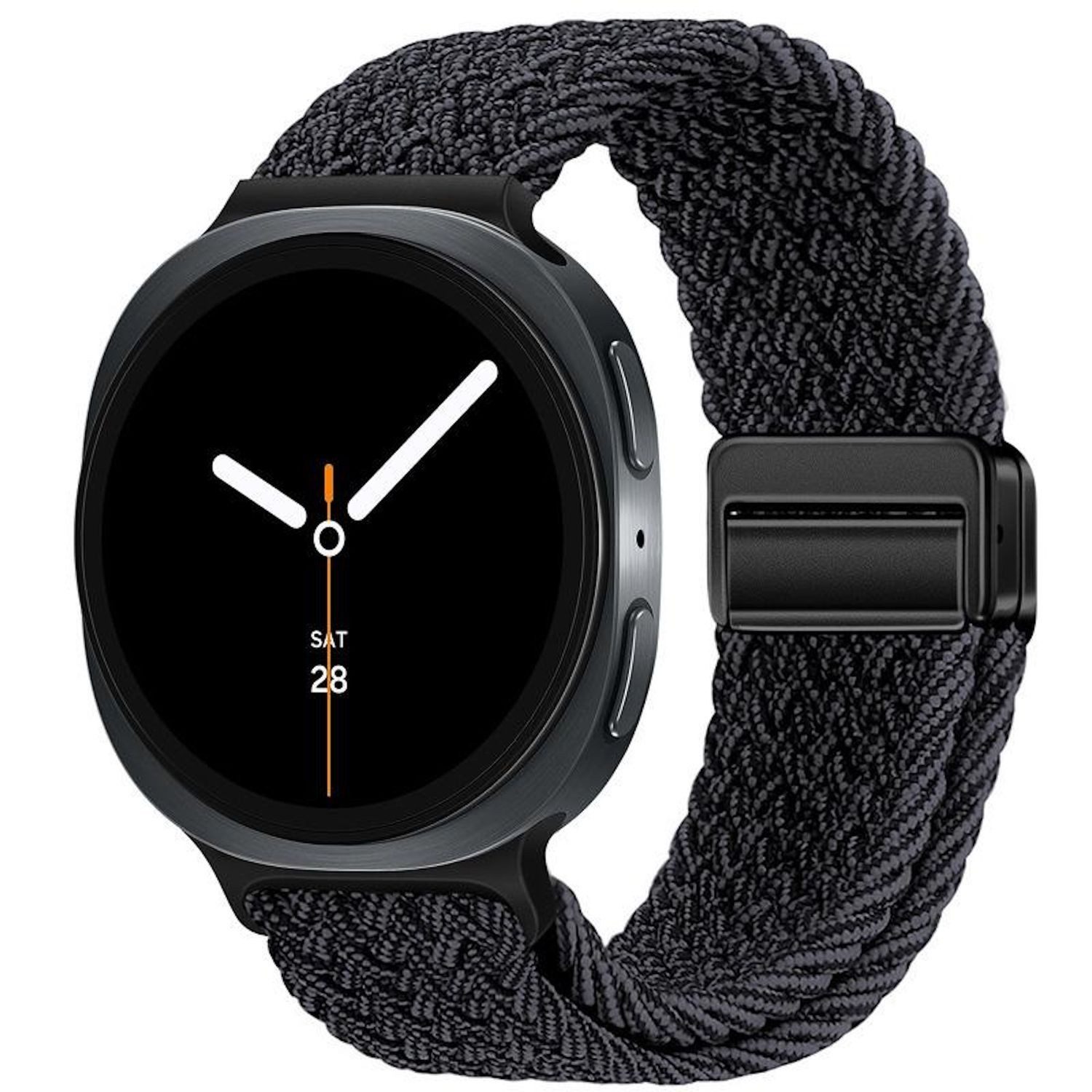 Wigento Smartwatch-Armband Für Samsung Galaxy Watch 8 / 8 Classic Magnetisches Nylon Band Schwarz, Atmungsaktiv, verstellbar, magnetisch