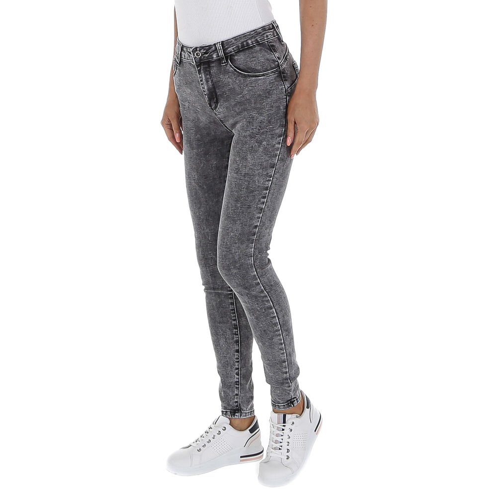 Used-Look Damen Stretch Jeans Freizeit High-waist-Jeans in Ital-Design High Grau Waist