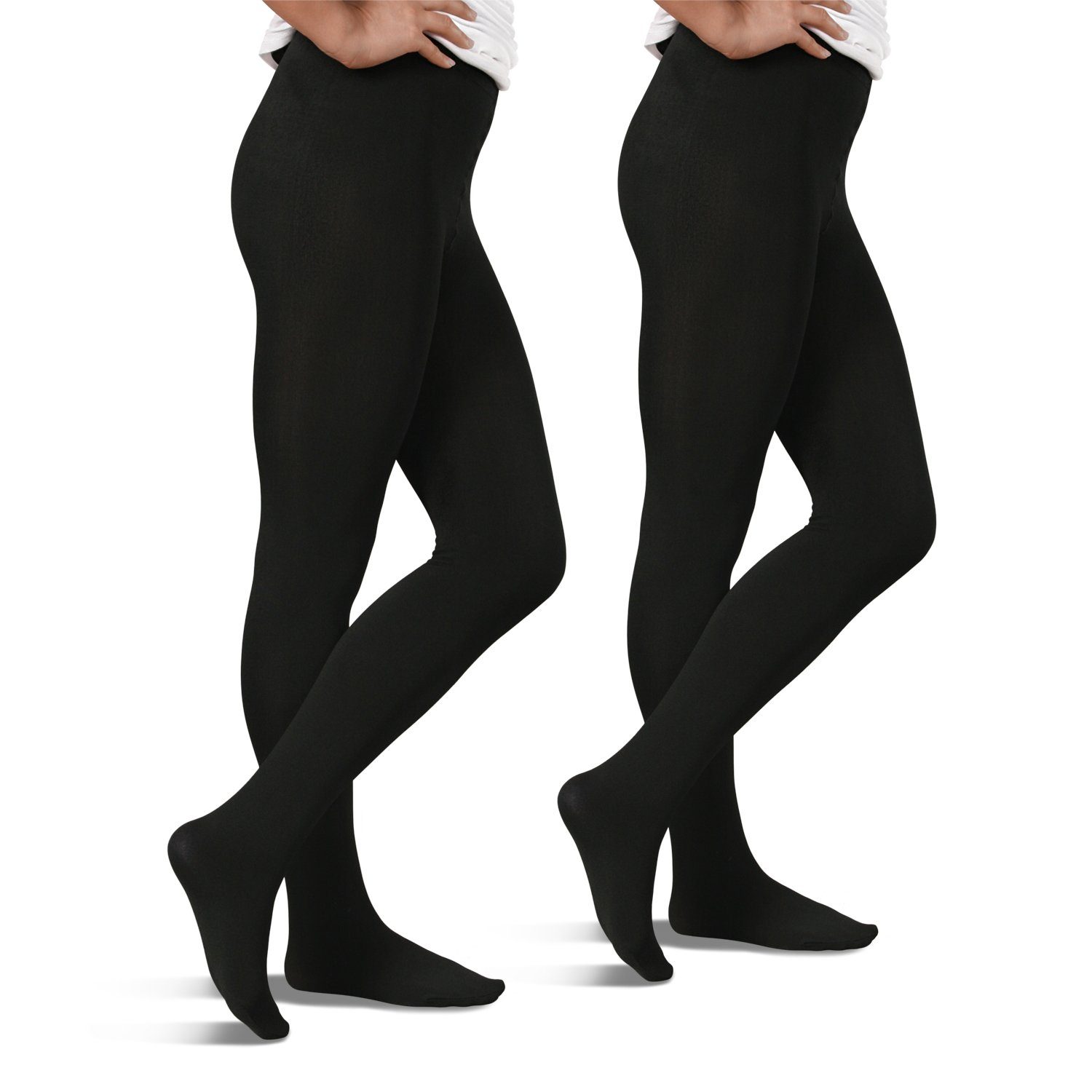 2x Thermo Strumpfhosen Damen - Gefüttert Mit Tupfen & Schmetterlingsmuster, 220g Fleece