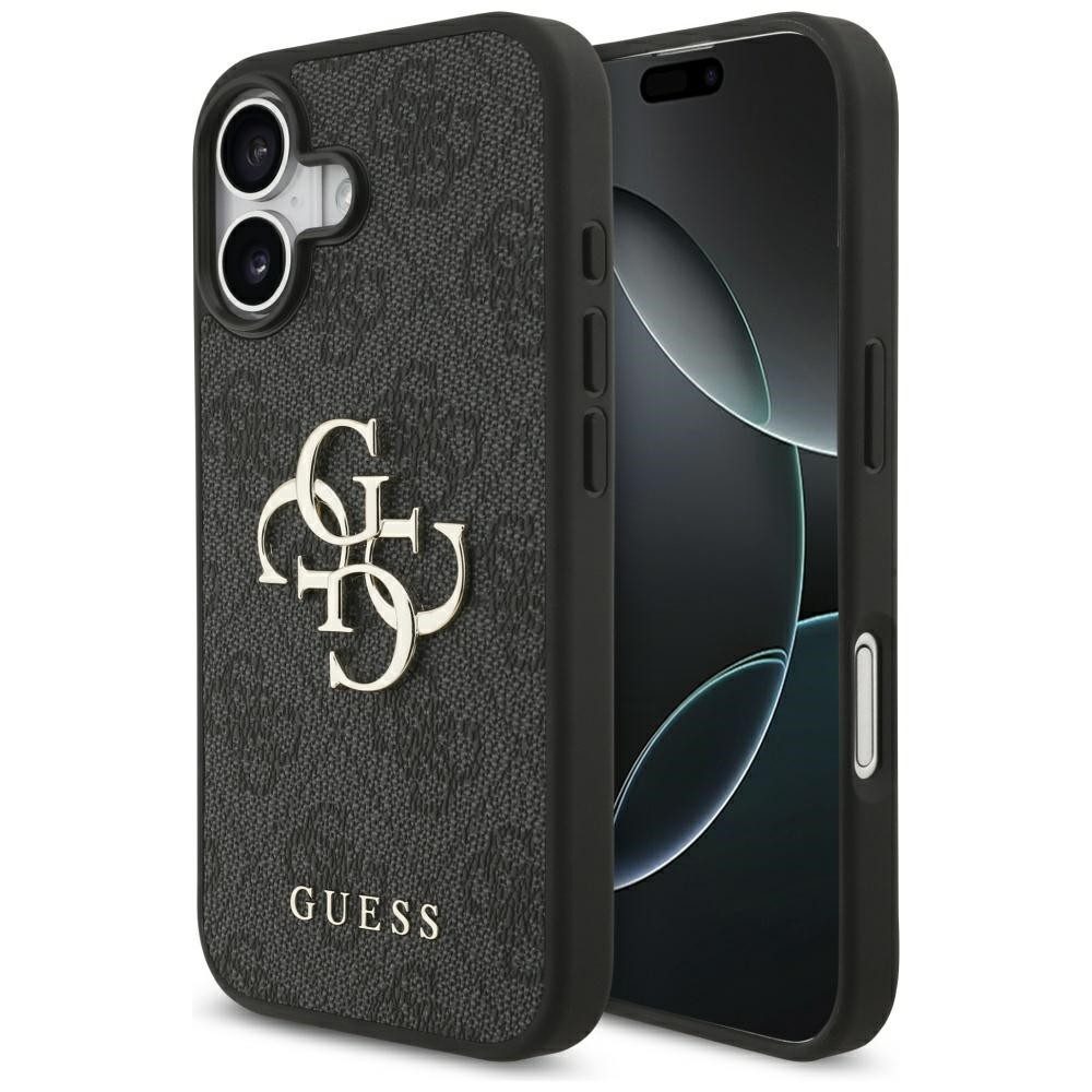 Guess Handyhülle Schutzhülle Handyschale Smartphonehülle 6,1 Zoll, 4G-Monogramm, Metall-Logo, erhöhte Kanten