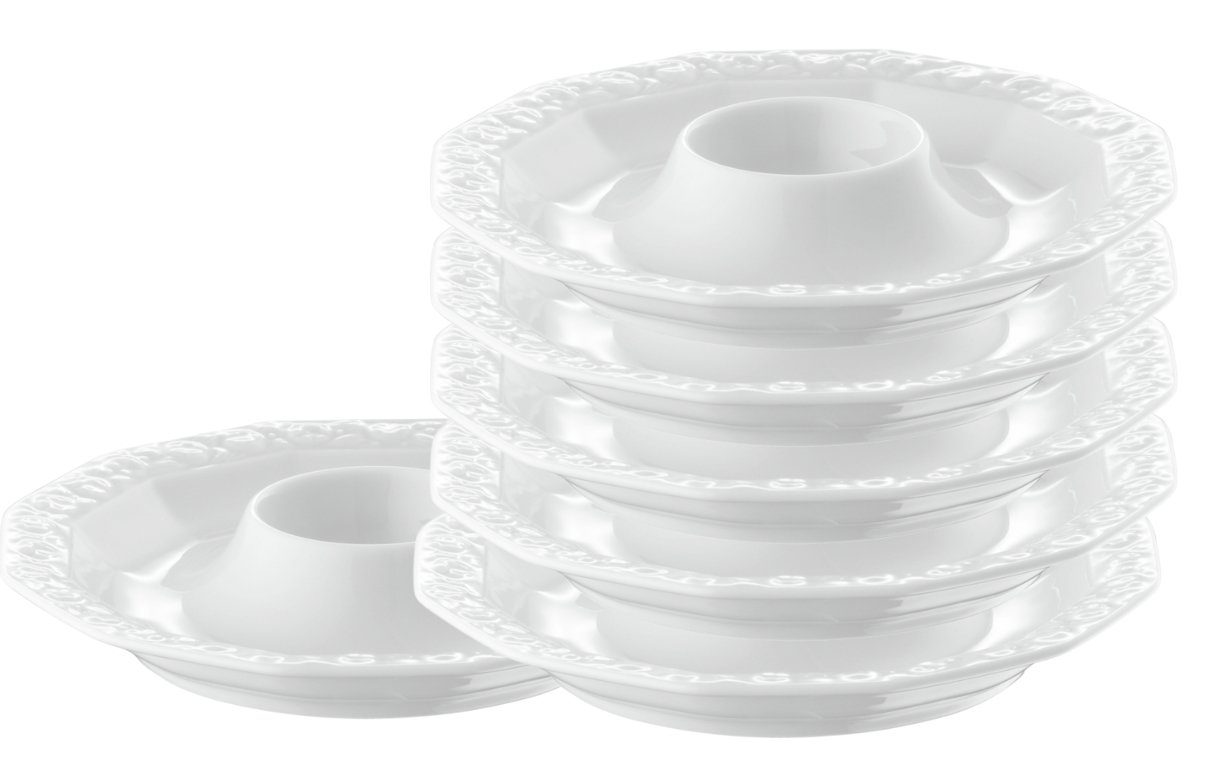 Rosenthal Geschirr-Set Maria Weiss Eierbecher mit Ablage Set6, Porzellan