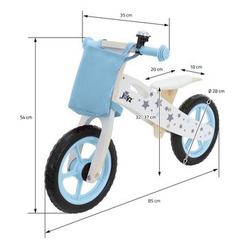 Joyz Laufrad Holzlaufrad mit verstellbarer Sitz und Stoffbeutel Klingel & Tragegrif 11 Zoll, Kinderfahrrad Blau für Kinder ab 2 bis 5 Jahren Lauflernrad 85x35x54cm