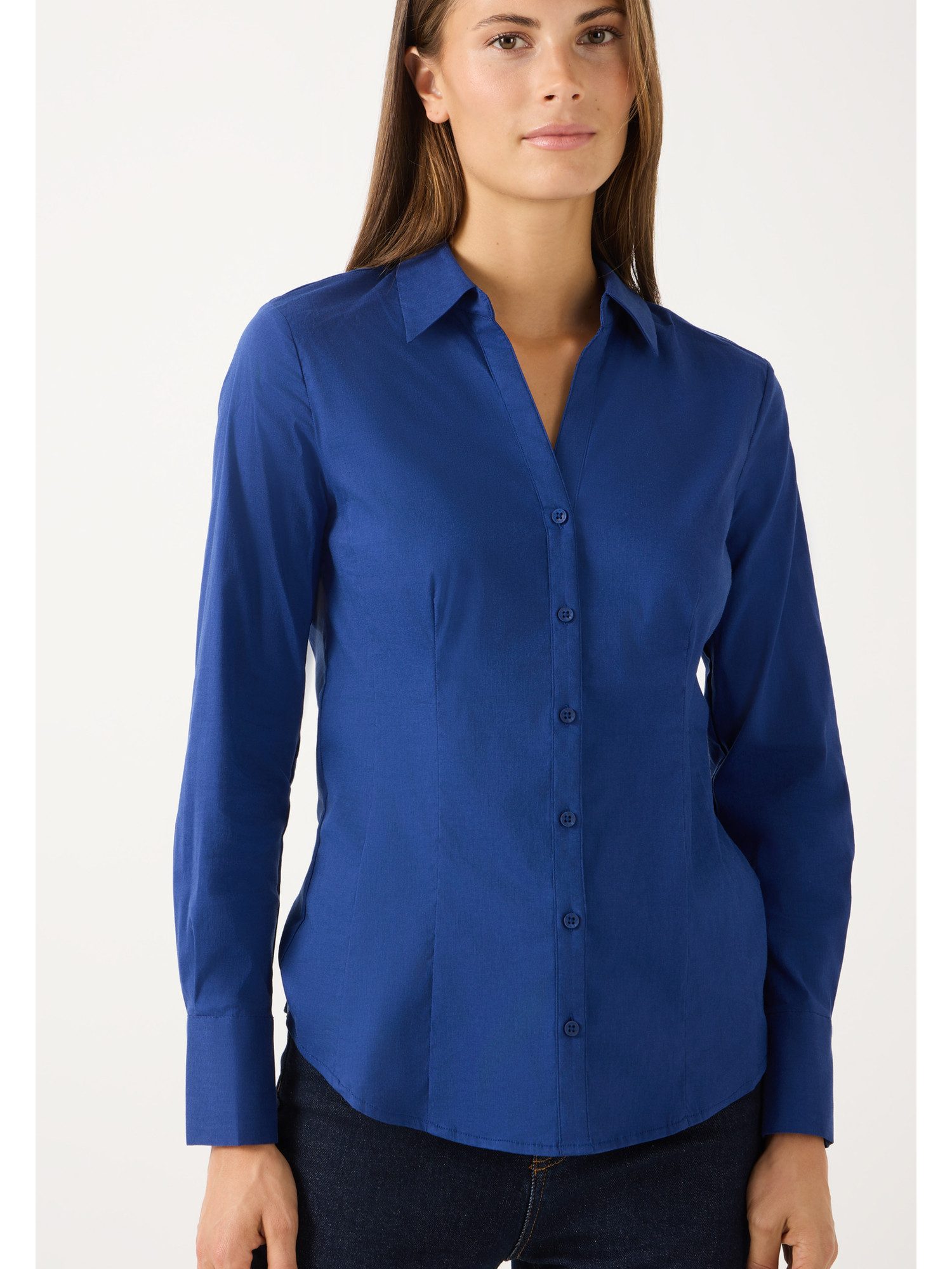 MORE&MORE Langarmbluse klassische, taillierte Stretch-Businessbluse