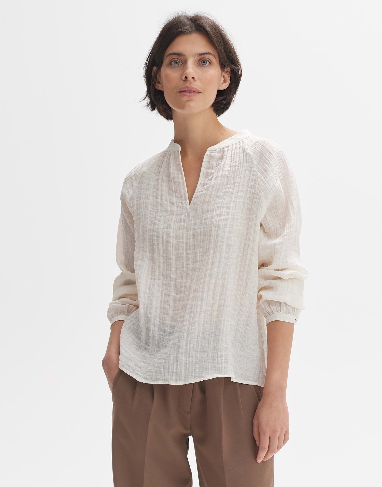 OPUS Langarmbluse Tunikabluse FERLINA Loose aus Viskose Leinen Mix günstig online kaufen