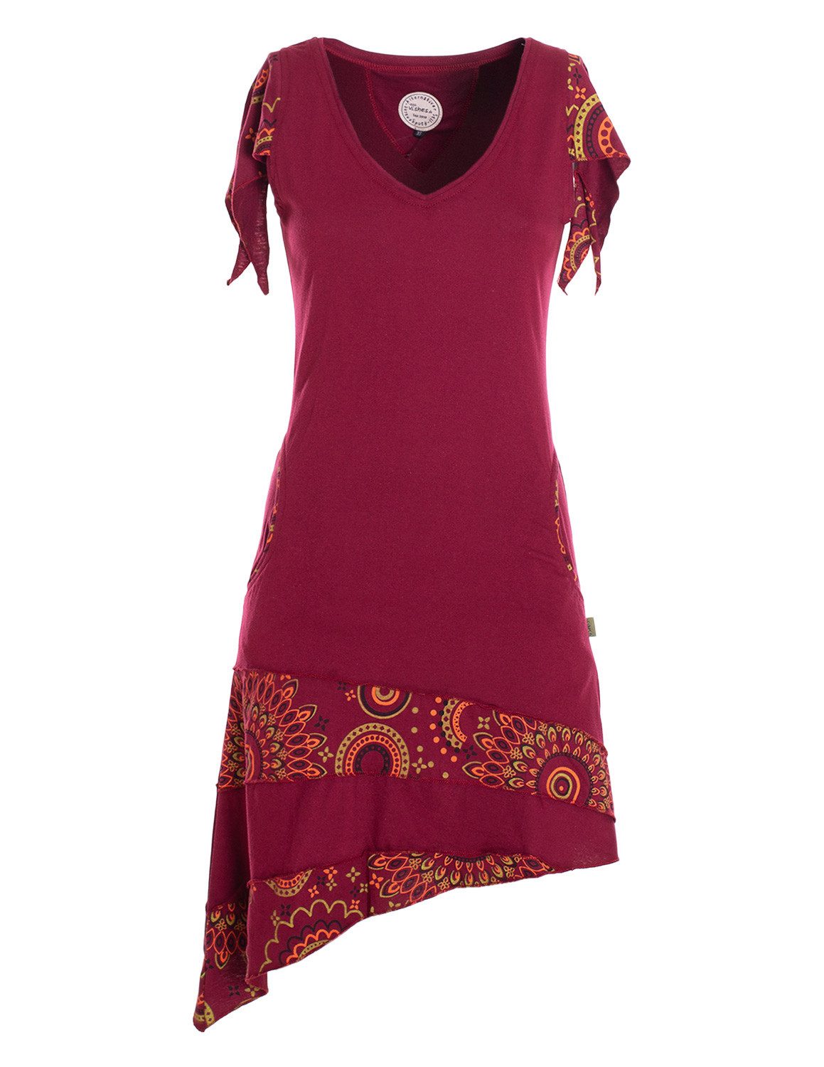Vishes Zipfelkleid Damen Baumwolle Patchwork Design günstig online kaufen