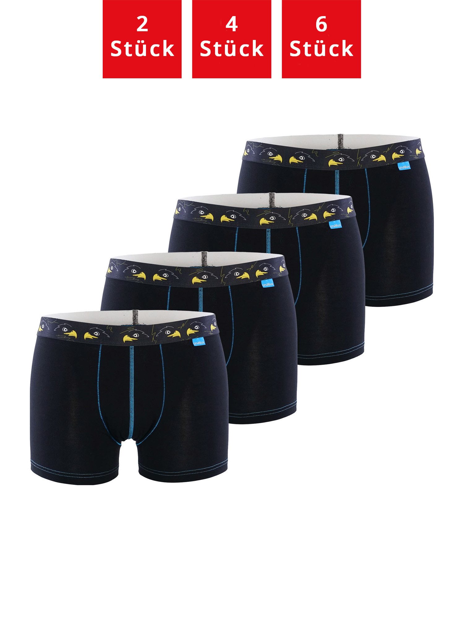 UnaBux Retro Boxer Premium Boxershorts Herren Retroshorts Unterhosen Trunks (4-St) (Packung, Set, Spar-Pack) Boxer Briefs Motiv