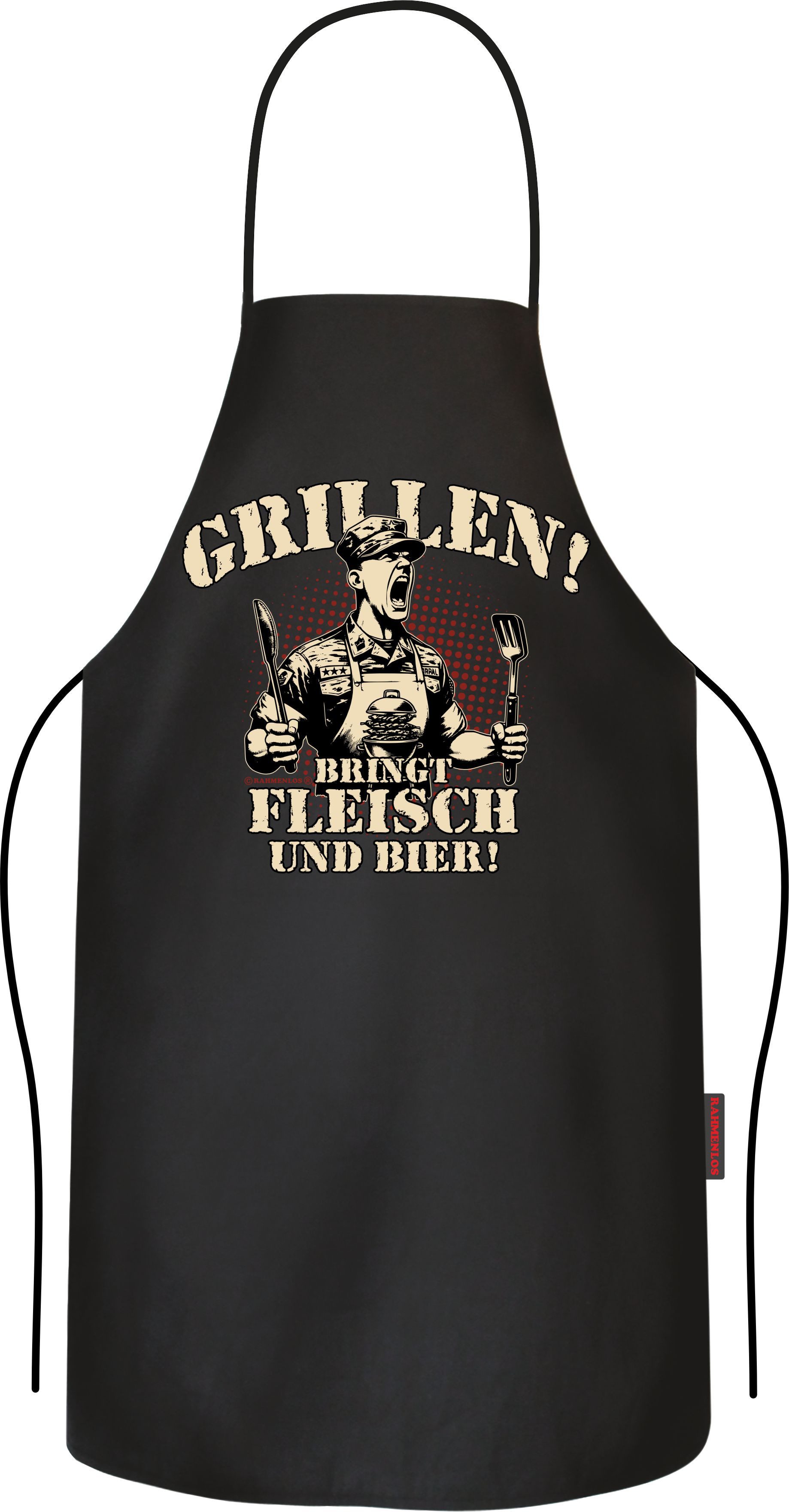 RAHMENLOS® Grillschürze Kochschürze Küchenschürze als Geschenk für Männer: Grillen!