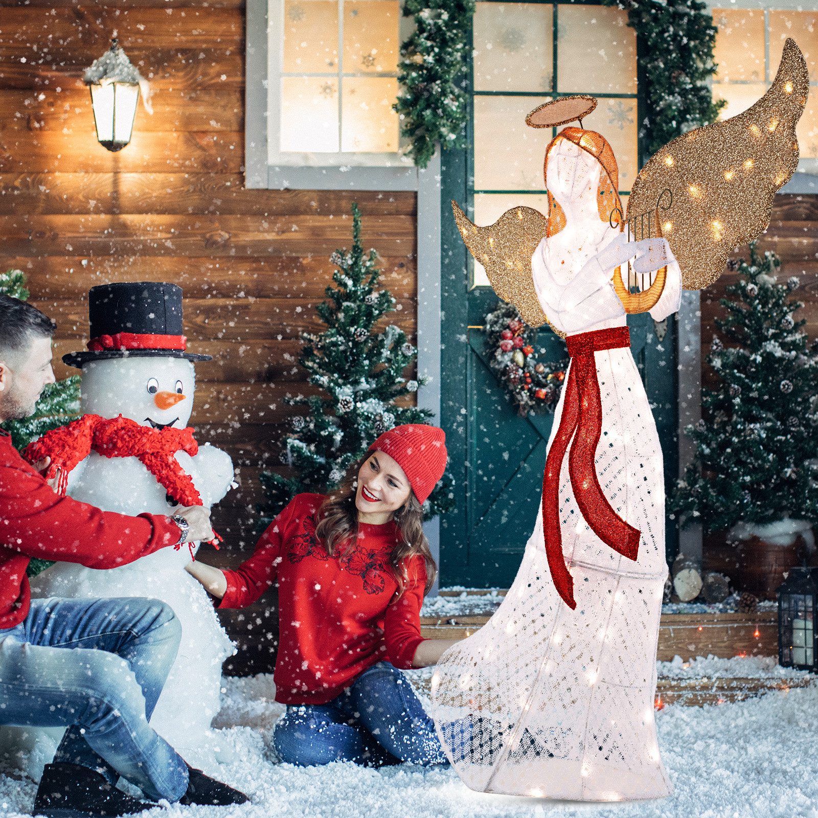 COSTWAY Weihnachtsfigur, mit 120 LED-Lichtern, 150cm hoch, Weihnachtsdeko günstig online kaufen