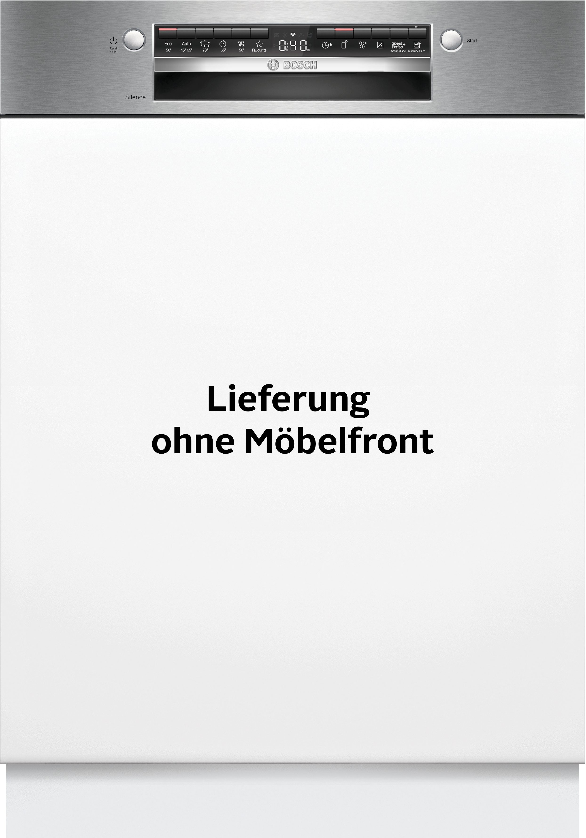 BOSCH teilintegrierbarer Geschirrspüler Serie 4 SMI4HTS14E, 13 Maßgedecke, Flexible Einstellung im Ober- und Unterkorb für mehr Platz