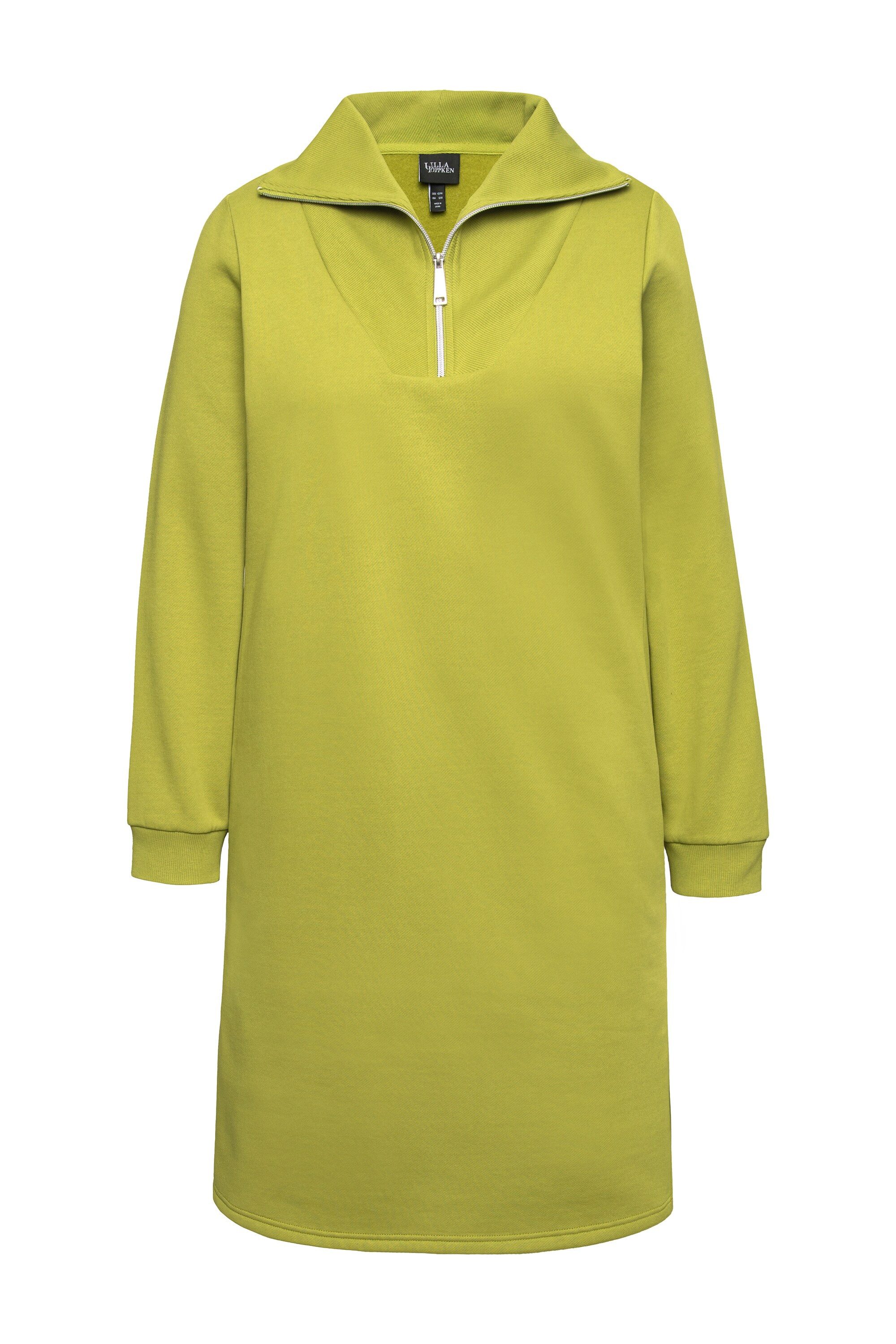 Ulla Popken Jerseykleid Sweatkleid Troyerkragen Reißverschluss günstig online kaufen
