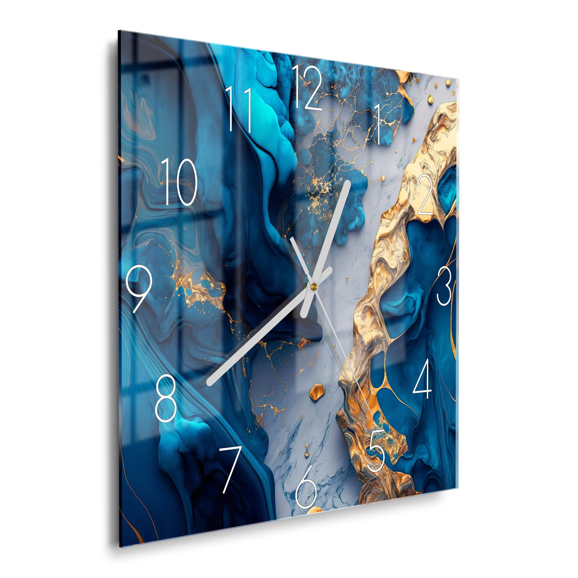 DEQORI Wanduhr 'Goldene Tiefen' (Glas Glasuhr modern Wand Uhr Design Küchen günstig online kaufen