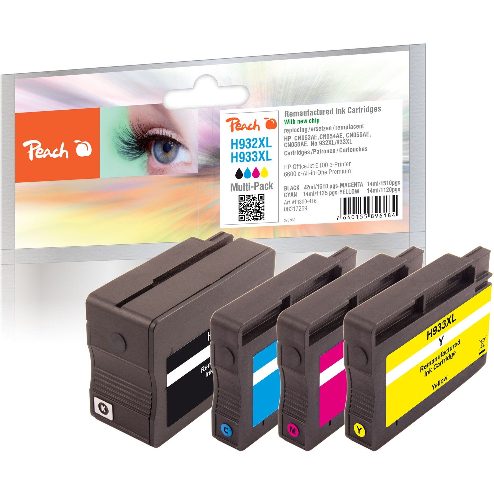 Peach Tonerkartusche Patrone Peach HP 932/933XL Füllanzeige MultiPackPlus Retail