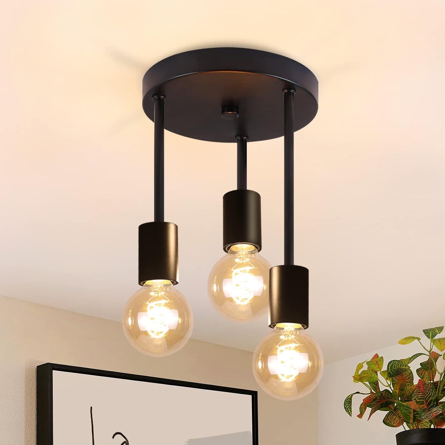 ZMH LED Deckenleuchte 3/6 Flammig Deckenstrahler Vintage E27 Schwarz-Gold S günstig online kaufen