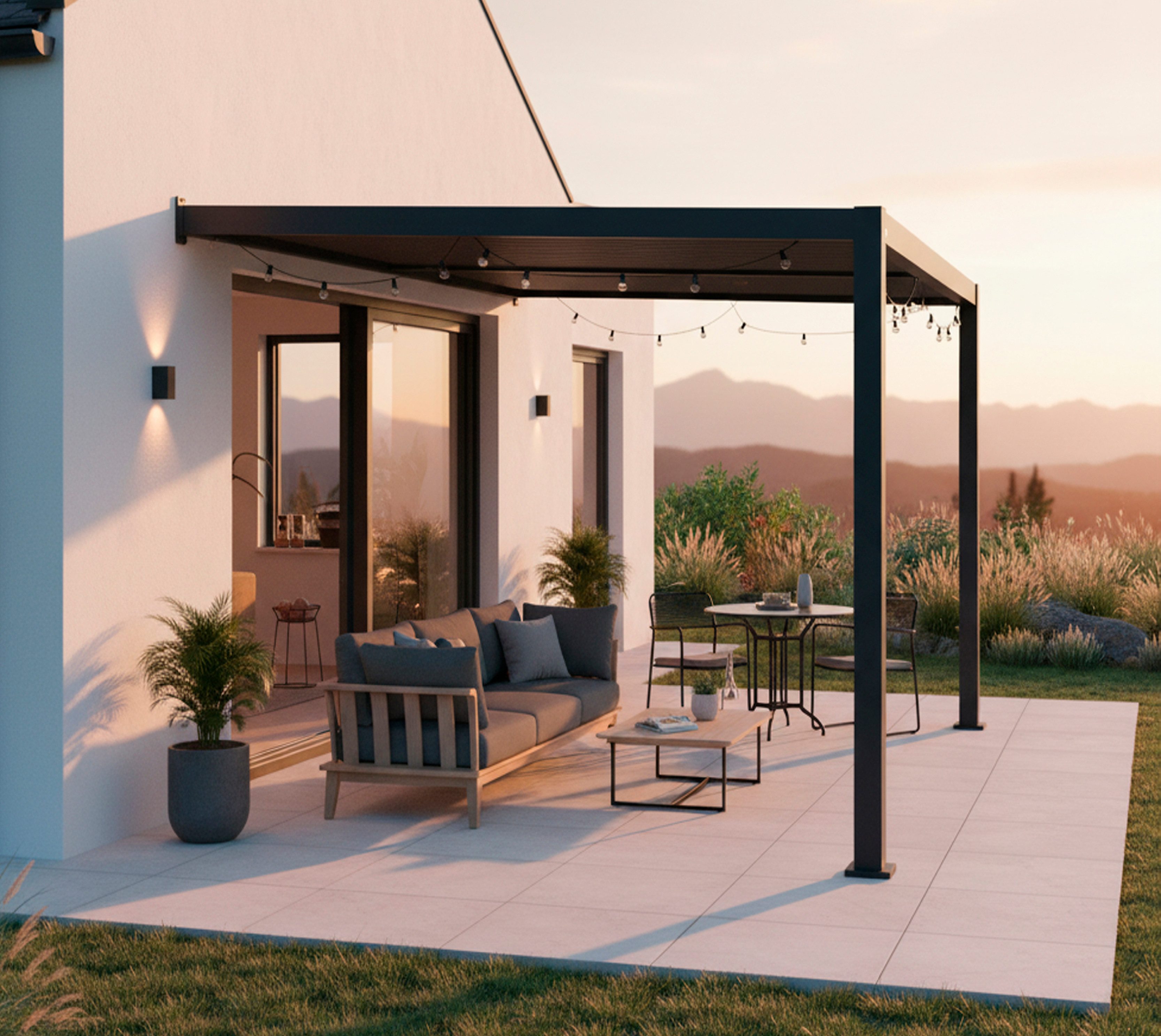 Sojag Terrassendach Terrassenüberdachung Hana 1013 Schwarz, BxT: 399x305 cm, Mit individuell verstellbaren Lamellen