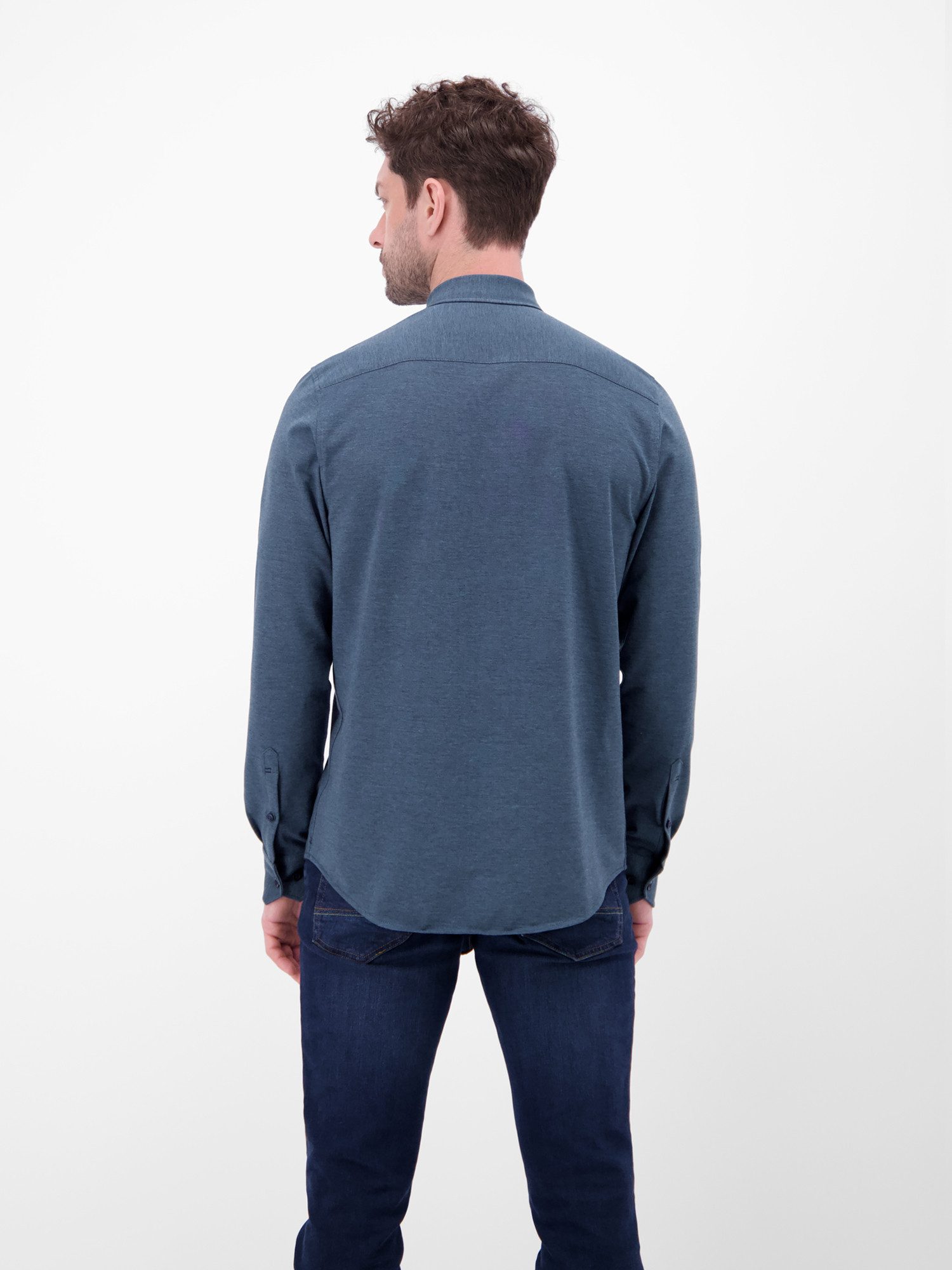 LERROS Langarmhemd Jerseyhemd mit 2-Knopf-Manschette und Kentkragen